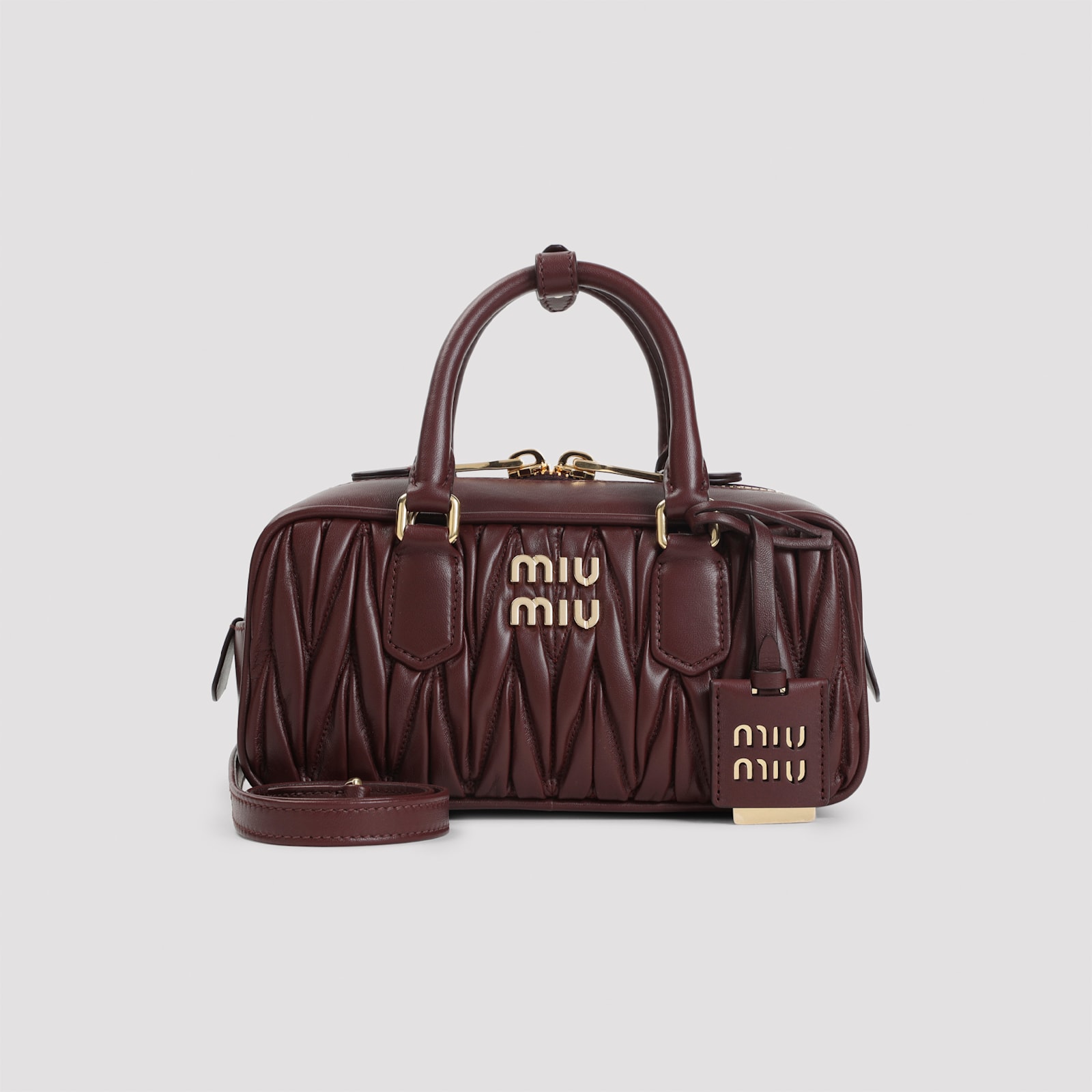 Miu Miu Lamb Leather Quilted Shoulder Bag In Burgundy