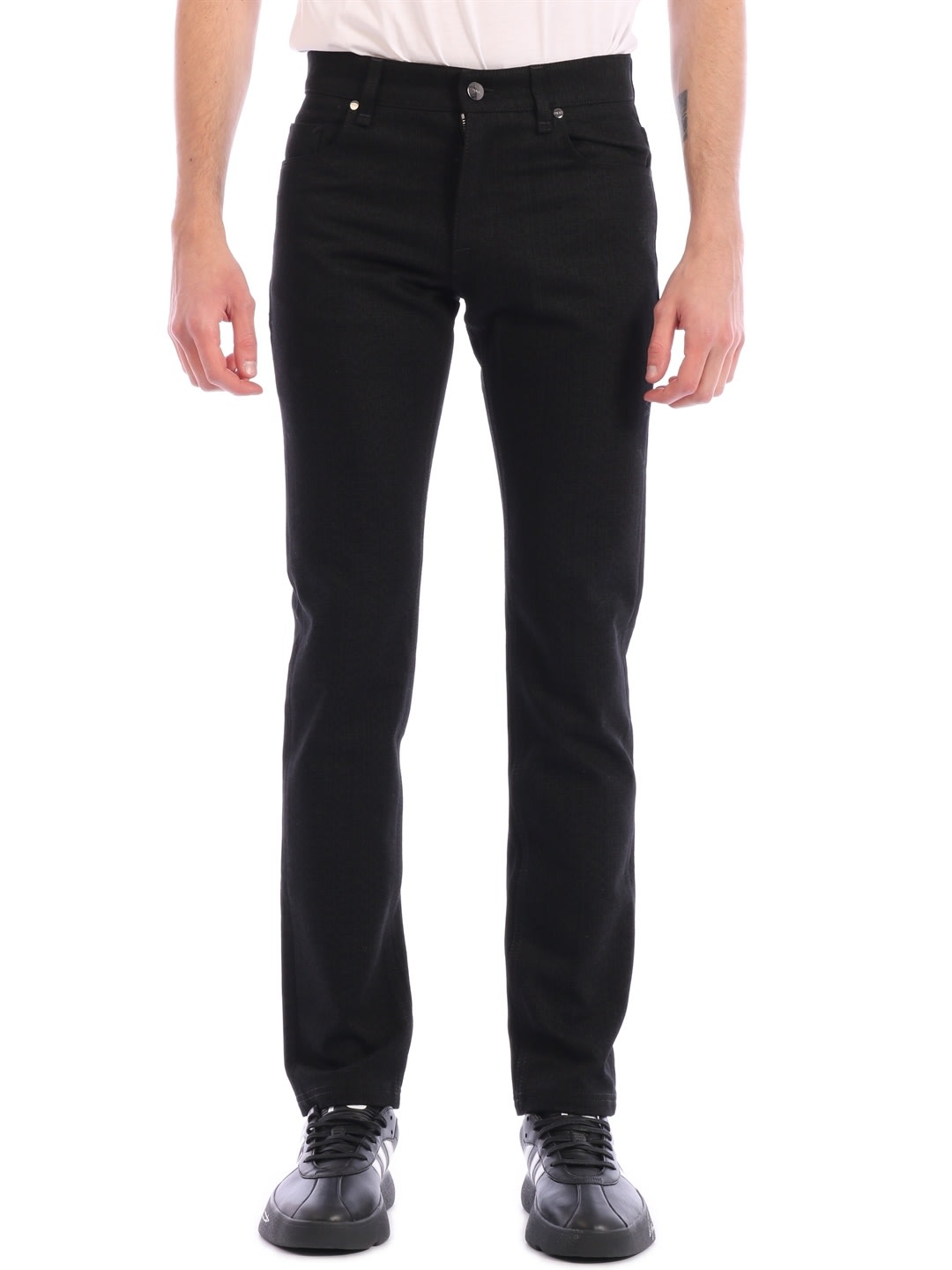 Fendi Skinny Jeans Ff Logo In Black