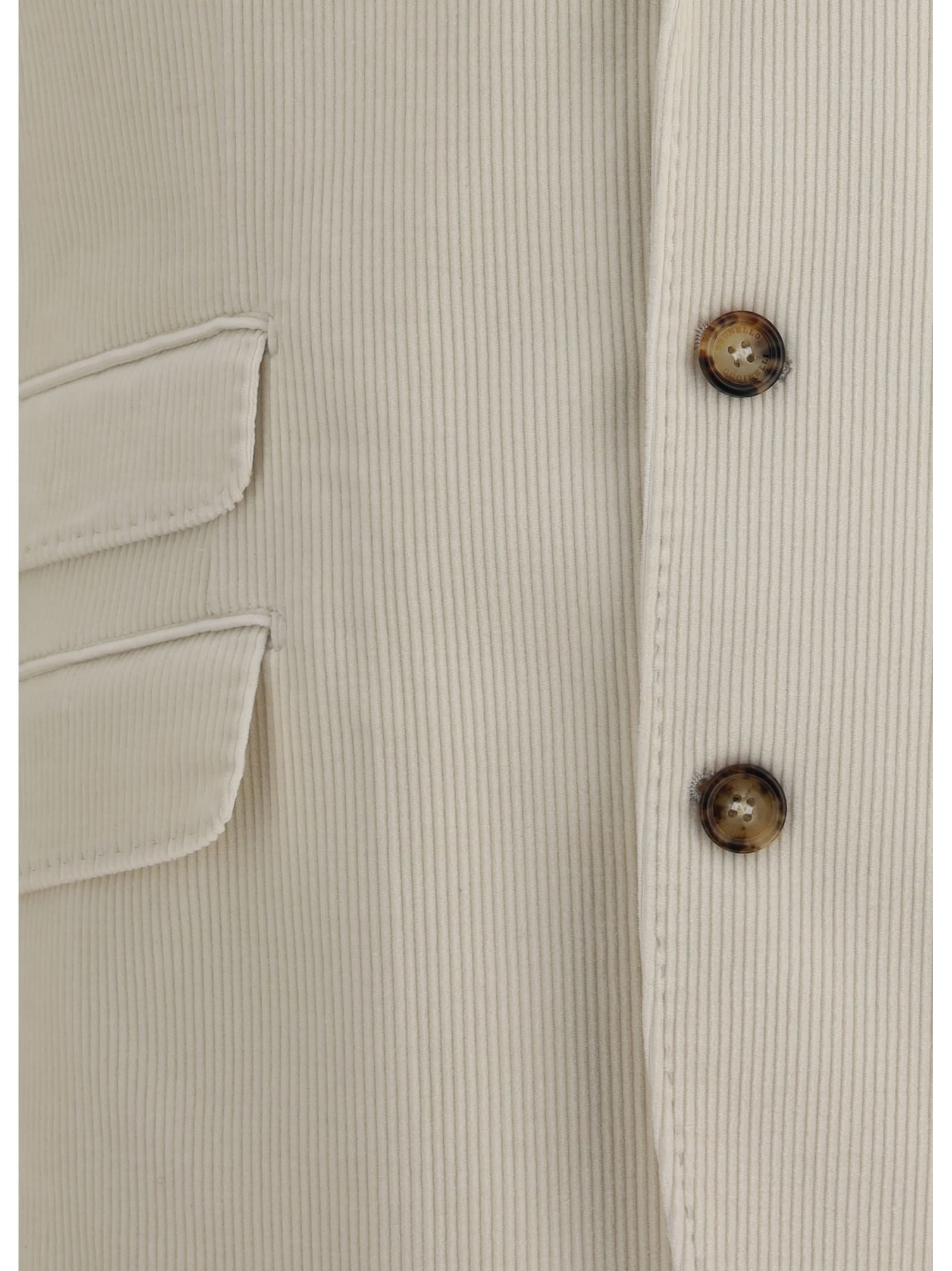 Brunello Cucinelli Velvet Blazer Jacket In Neutral