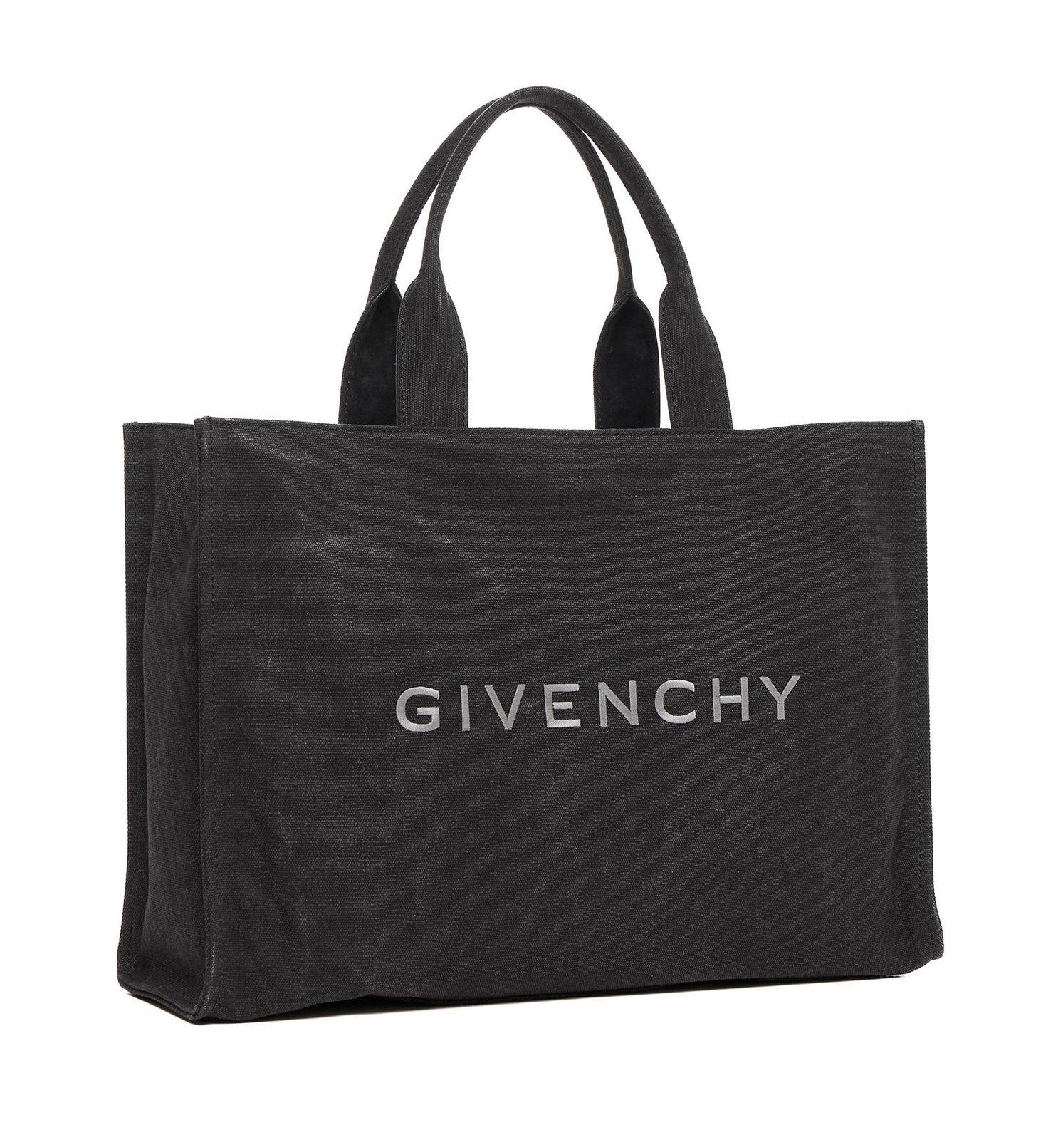 Shop Givenchy Logo Embroidered Open-top Tote Bag In Black