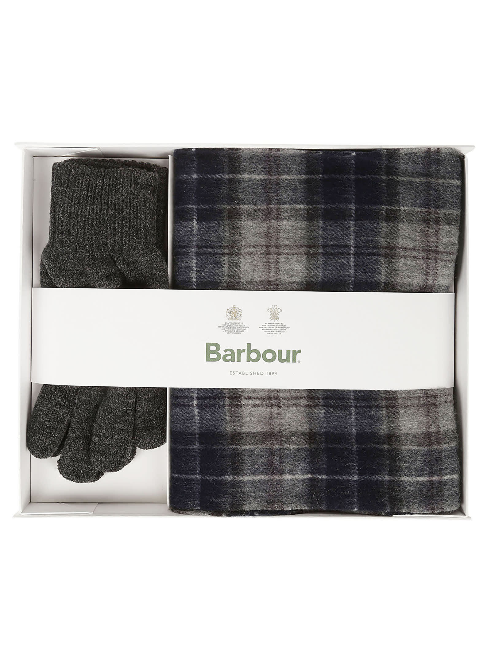 Barbour Tartan Scarf Glove Gift Set In Black