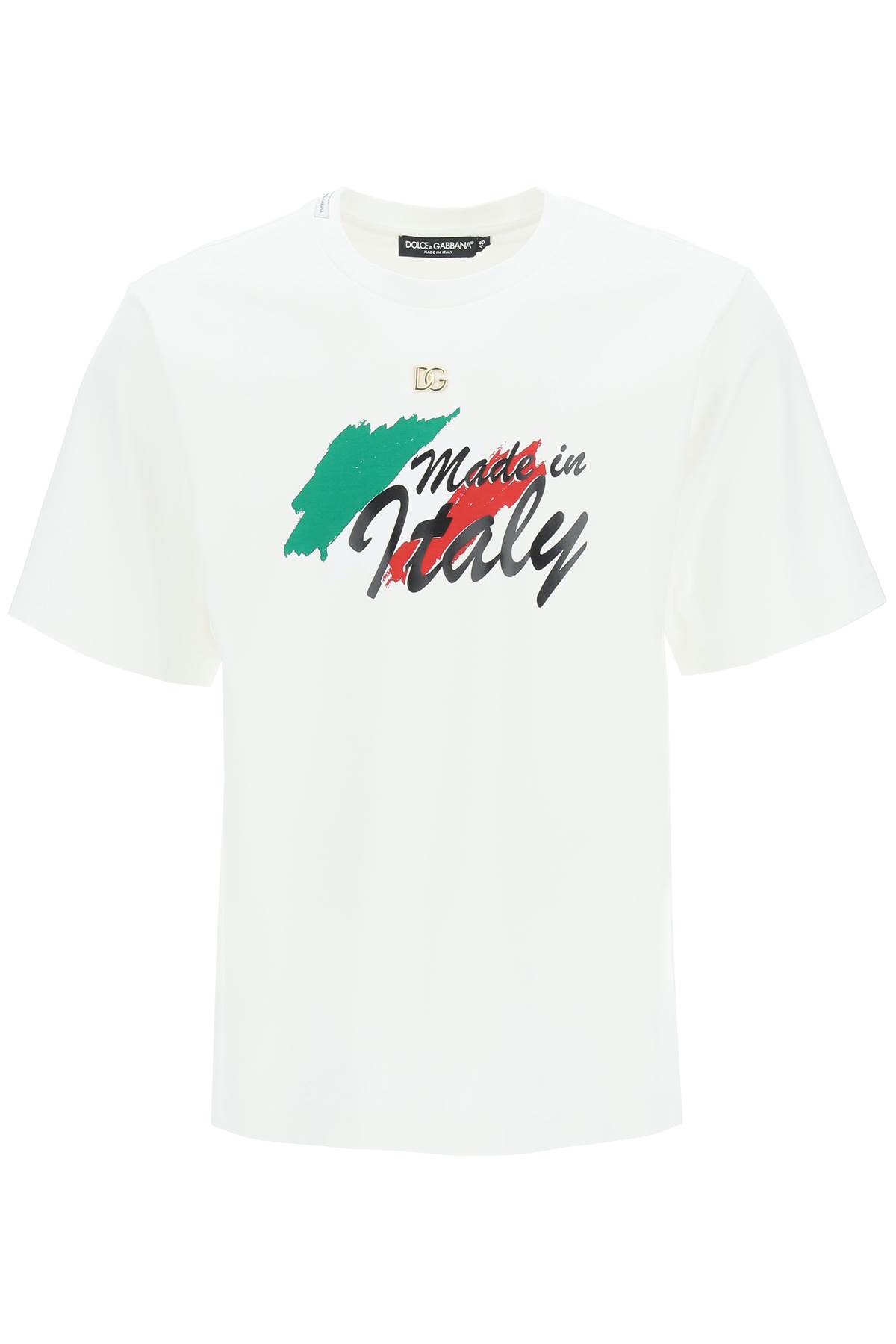 DOLCE & GABBANA TECHNICAL JERSEY T-SHIRT WITH PRINT AND DG LOGO