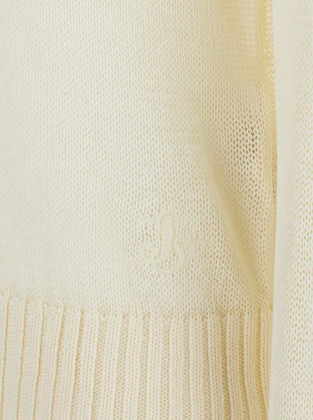 Jil Sander White Cropped Crewneck Sweater With Tonal Logo Embroidery In White