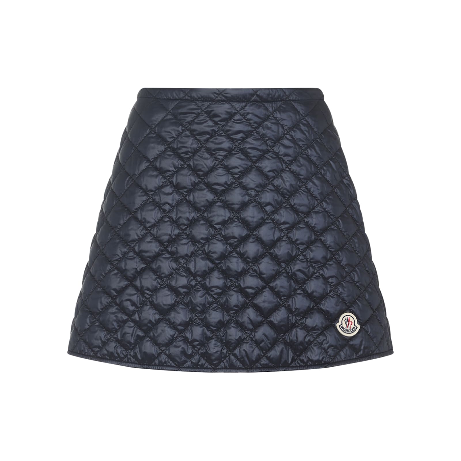 Moncler Quilted Black Skirt With Flared Silhouette In Blue