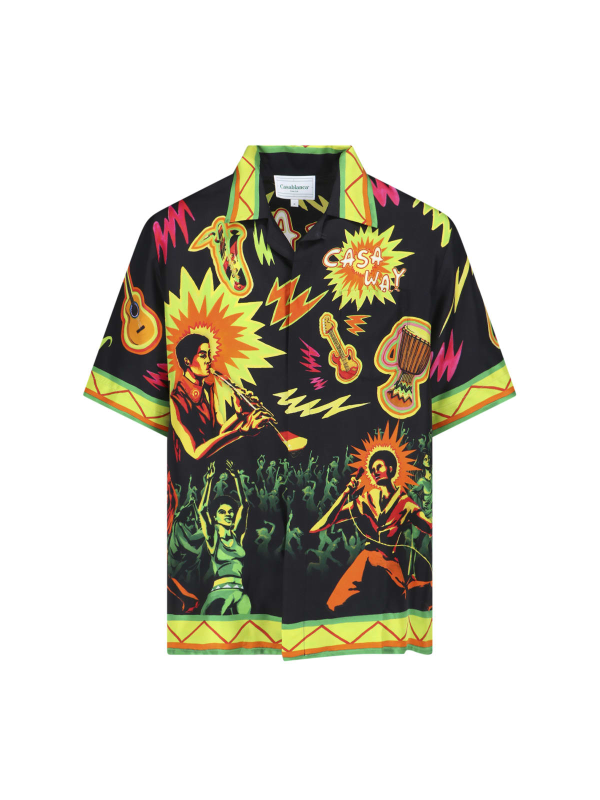 Shop Casablanca Music For The People Silk Shirt In Multicolor