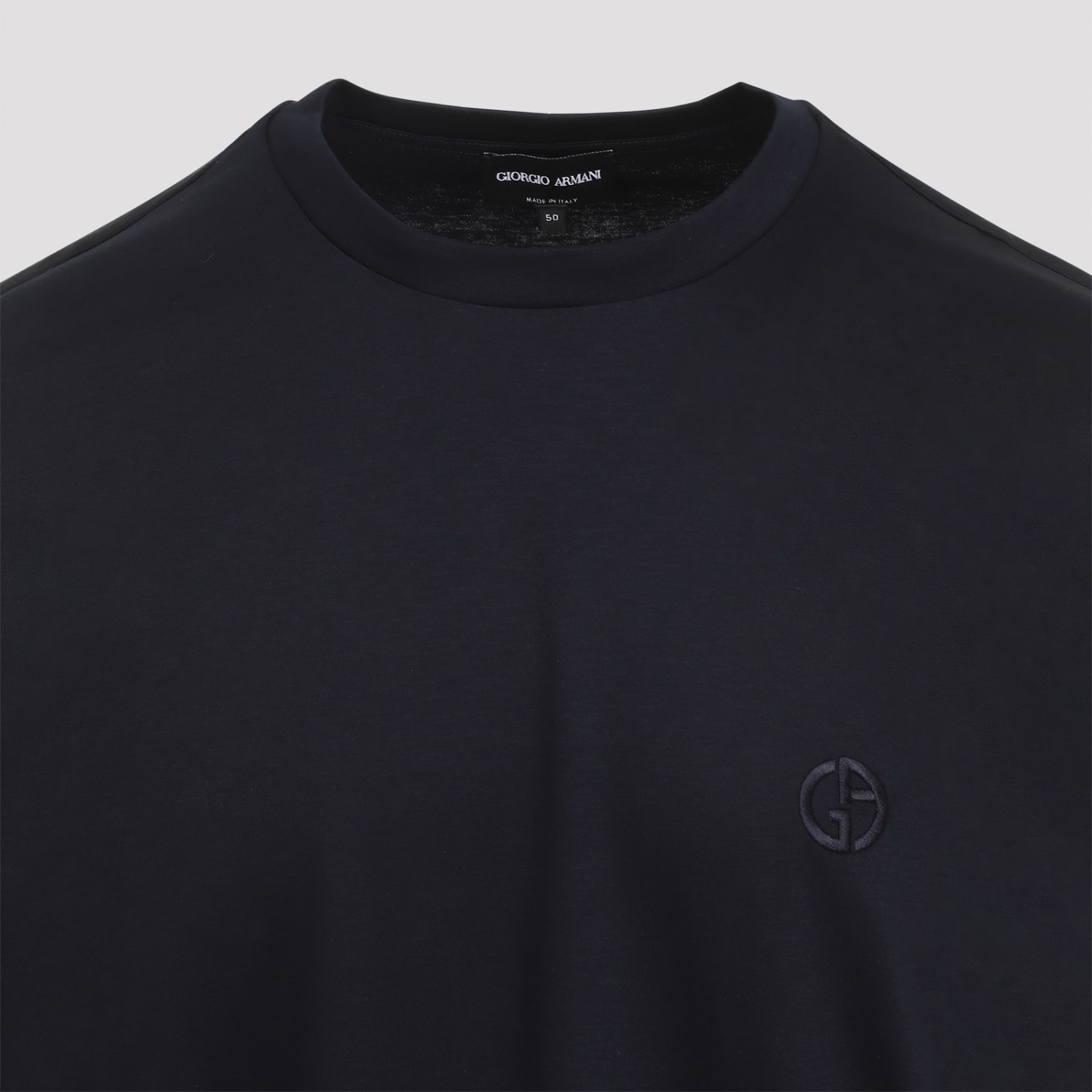 Giorgio Armani Blue Cotton T-shirt In Black