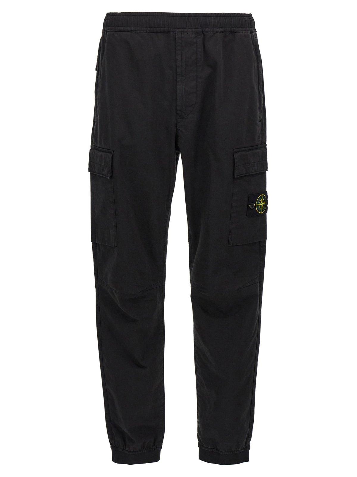 Shop Stone Island Regular Tapered Fit Cargo Pants In Black