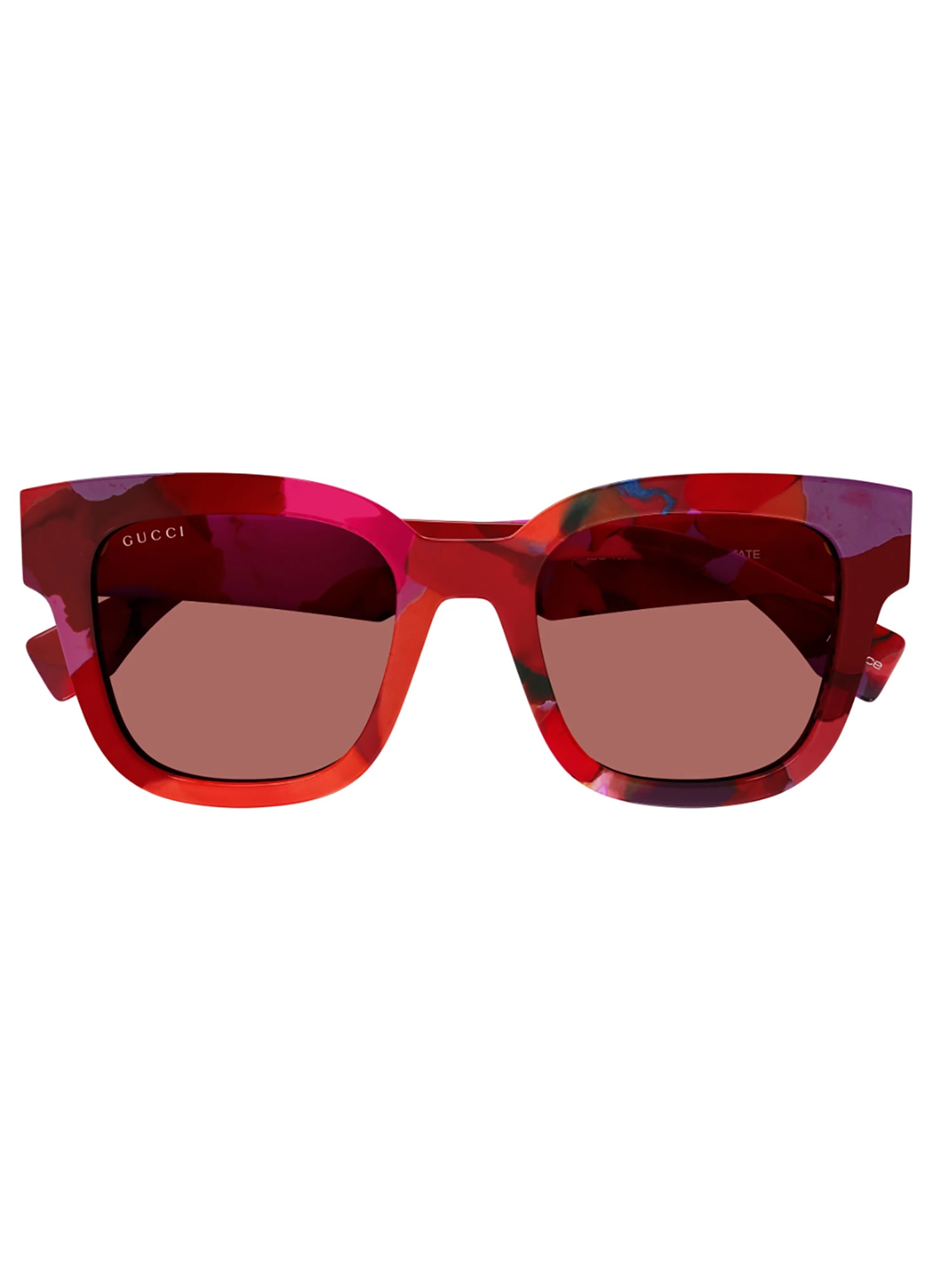 Gucci Tortoiseshell Square-frame Sunglasses In Red Red Orange