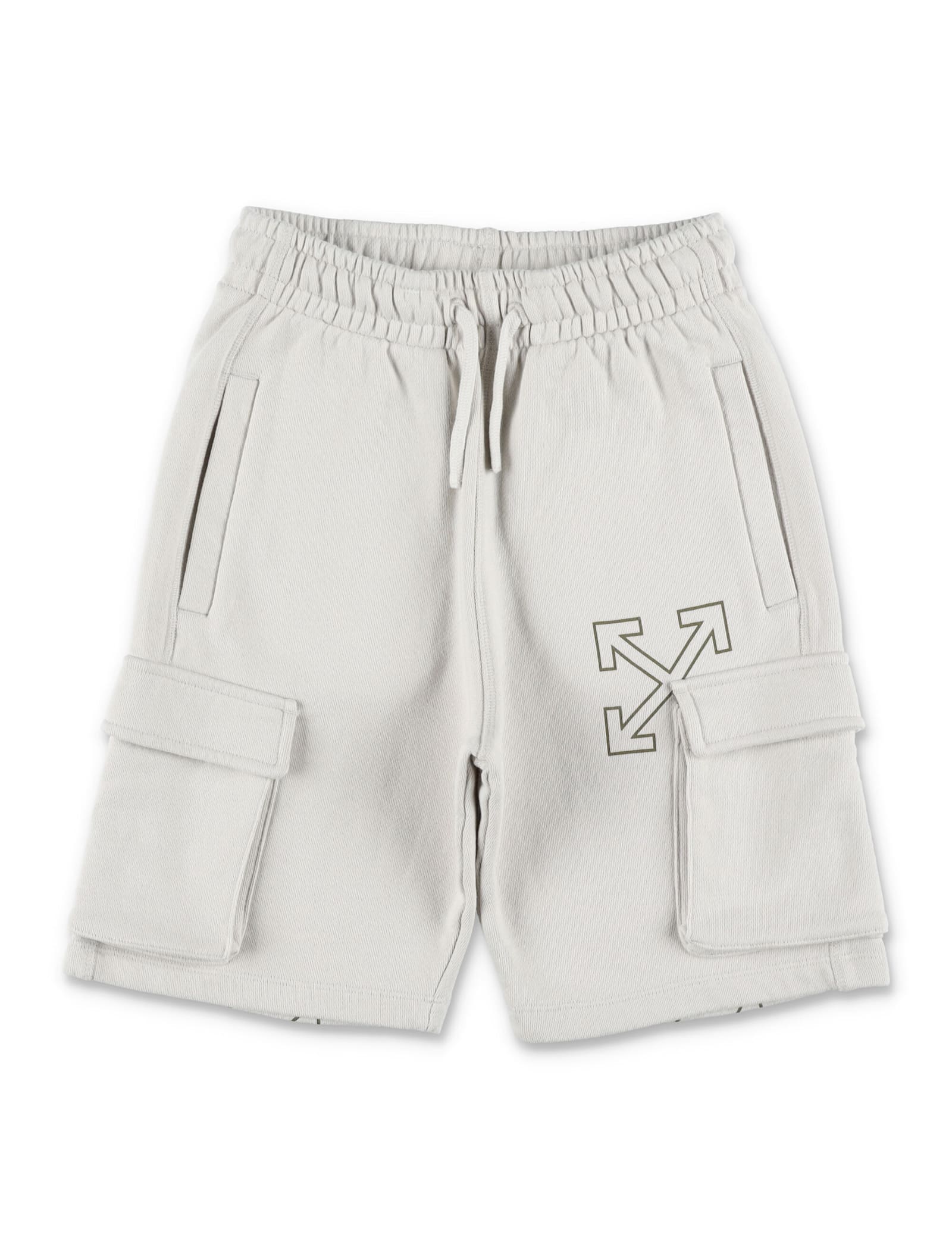 Off-white Kids' Arrow Cargo Shorts Fleece In White