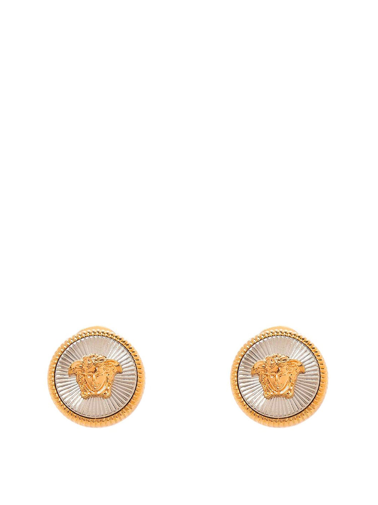 versace silver and gold earrings with medusa detail in metal woman