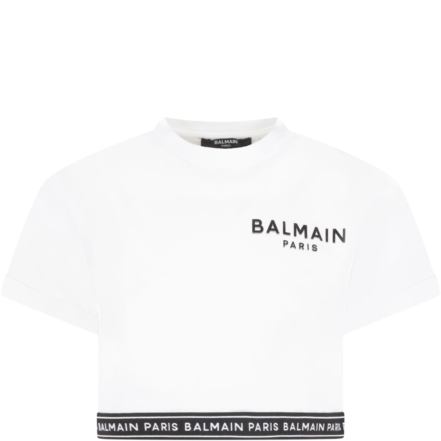 Balmain White T-shirt For With Black Logo | Closet