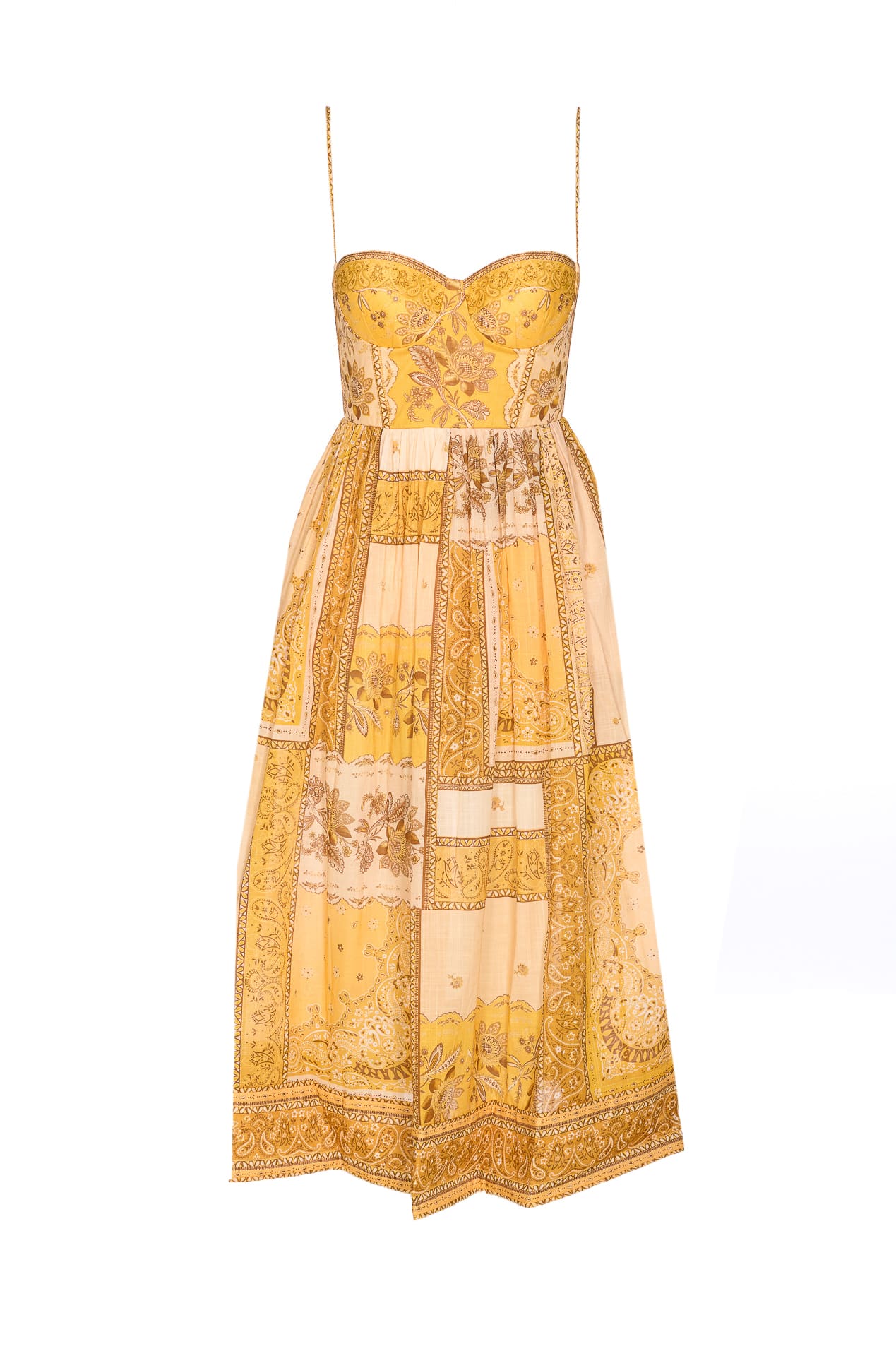 Zimmermann Womens Mustard Bandana Lucky Corset Cotton Midi Dress Xl In Yellow