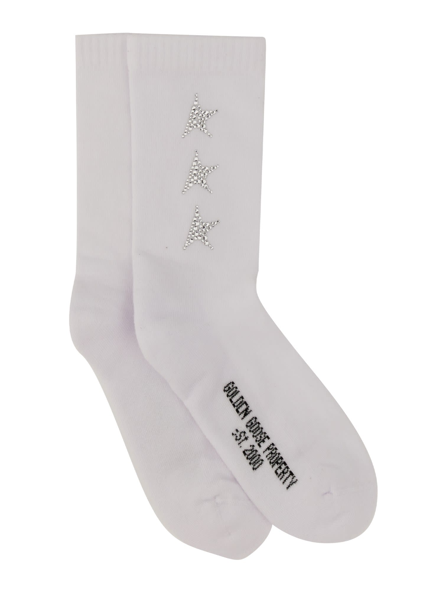Golden Goose Side Rhinestone Star Socks In Blue