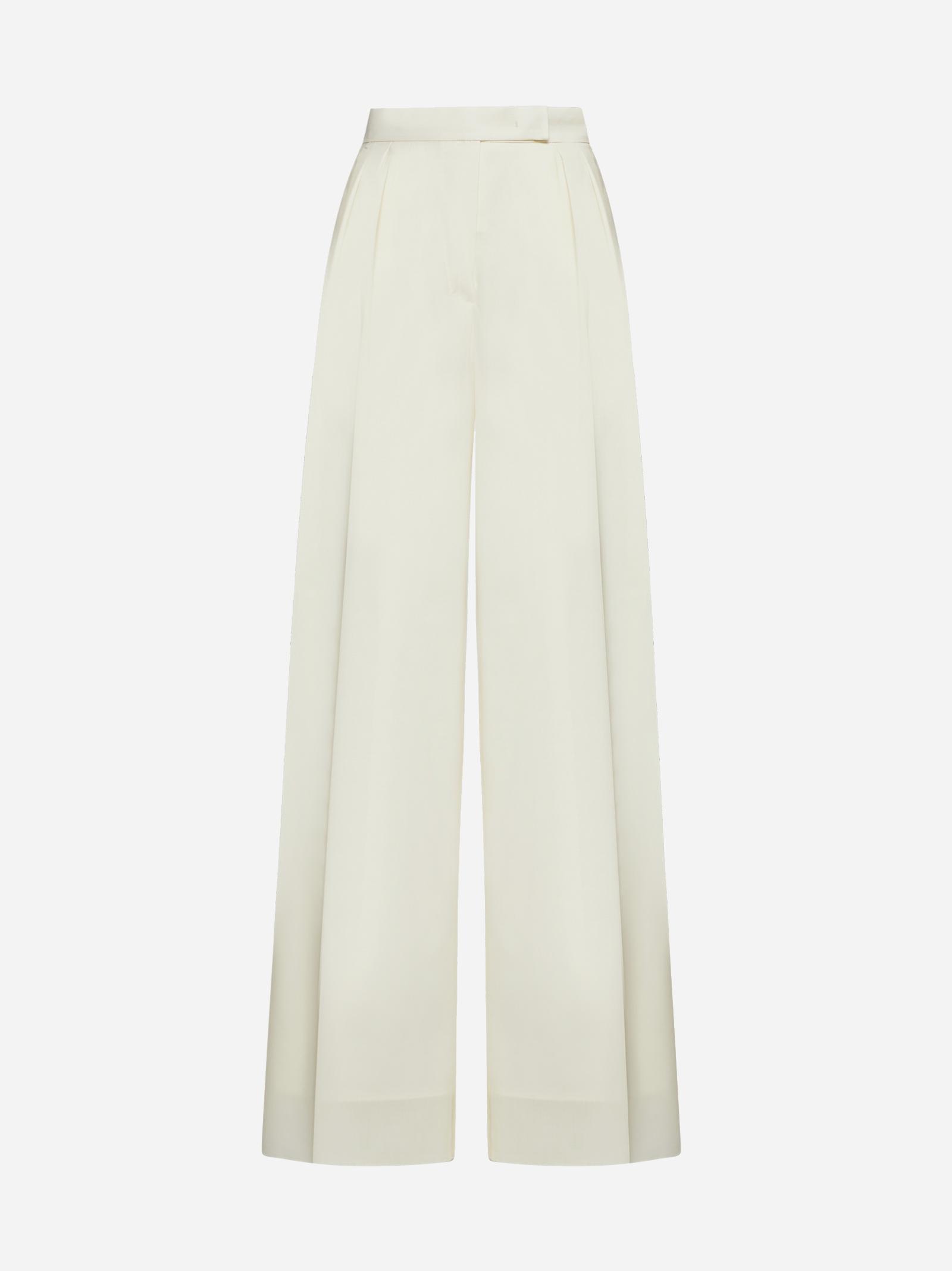 Shop Max Mara Piombo Wool Trousers In White