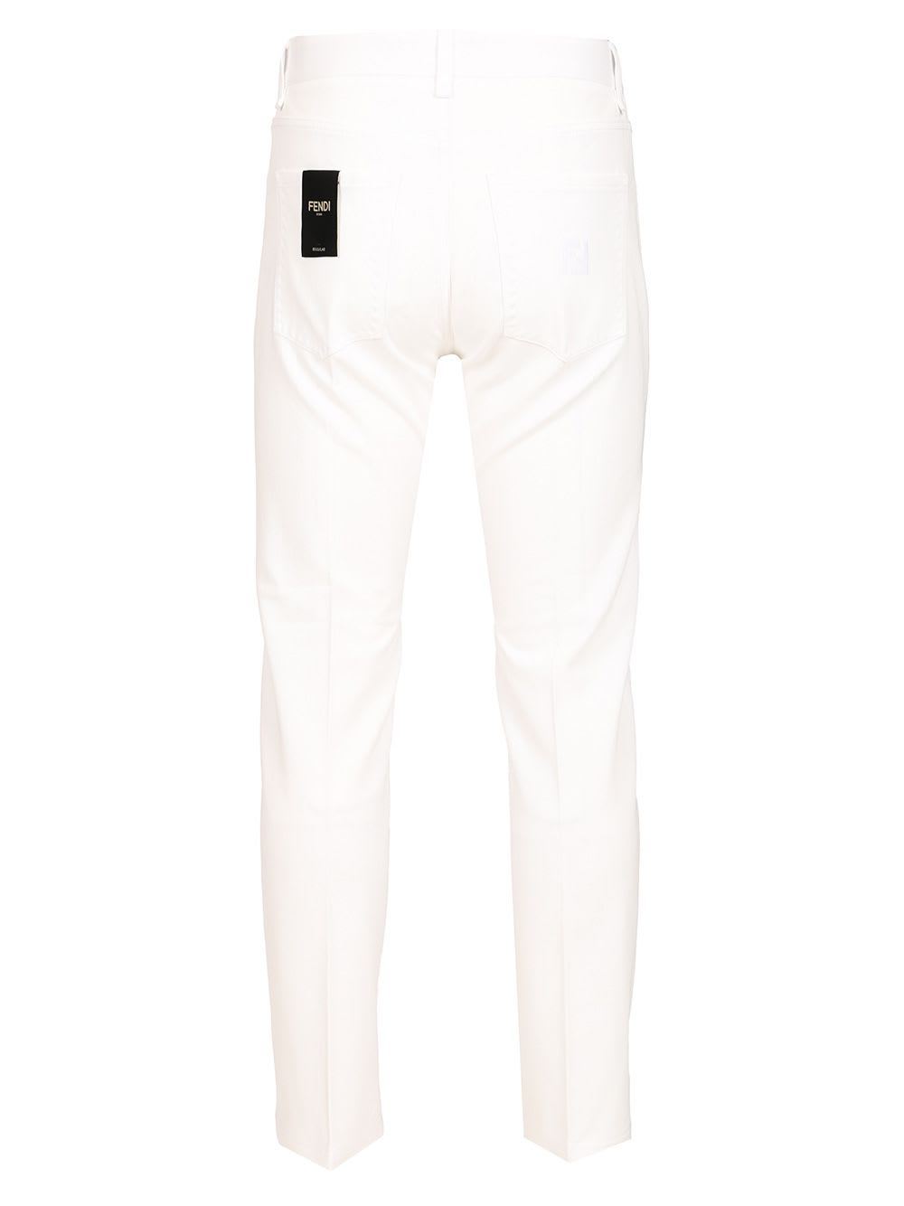 Fendi Regular Denim White Wth Ff Embroidery Jeans White