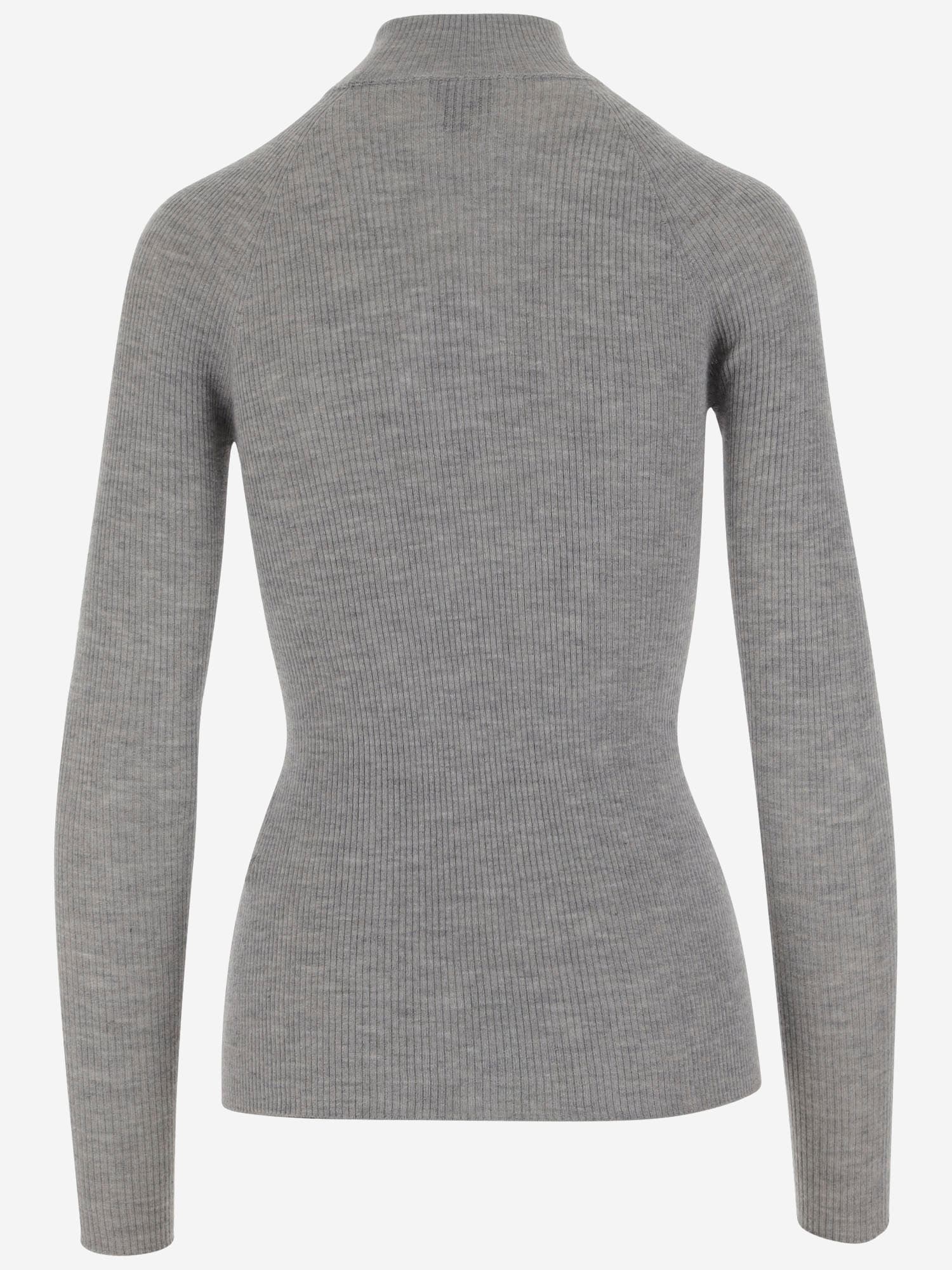 Sa Su Phi Cashmere And Silk Rib Knit Sweater In Gray