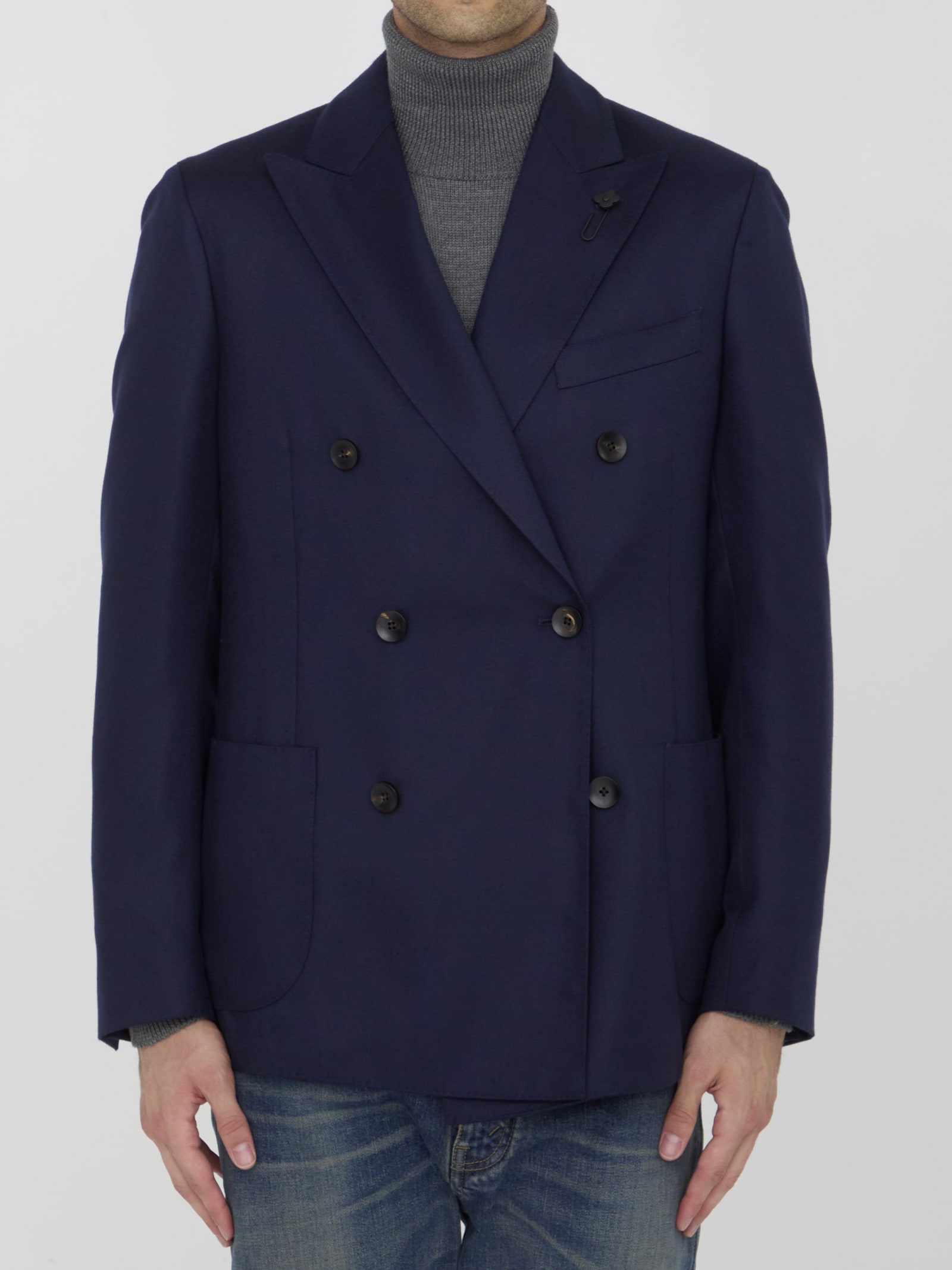 Shop Lardini Cashmere Blend Jacket In Blue