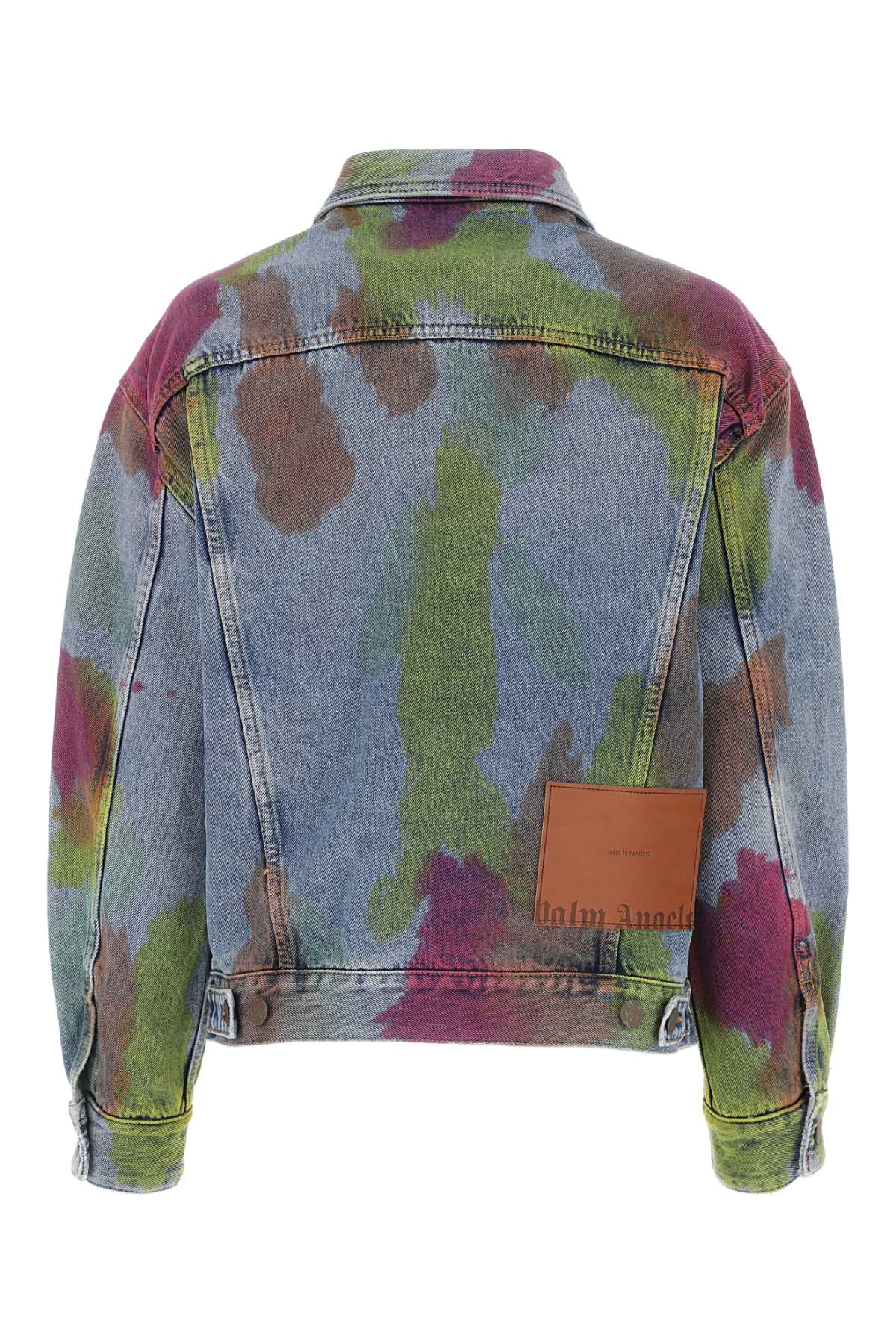 Shop Palm Angels Multicolor Denim Oversize Jacket In Lightbluemulti