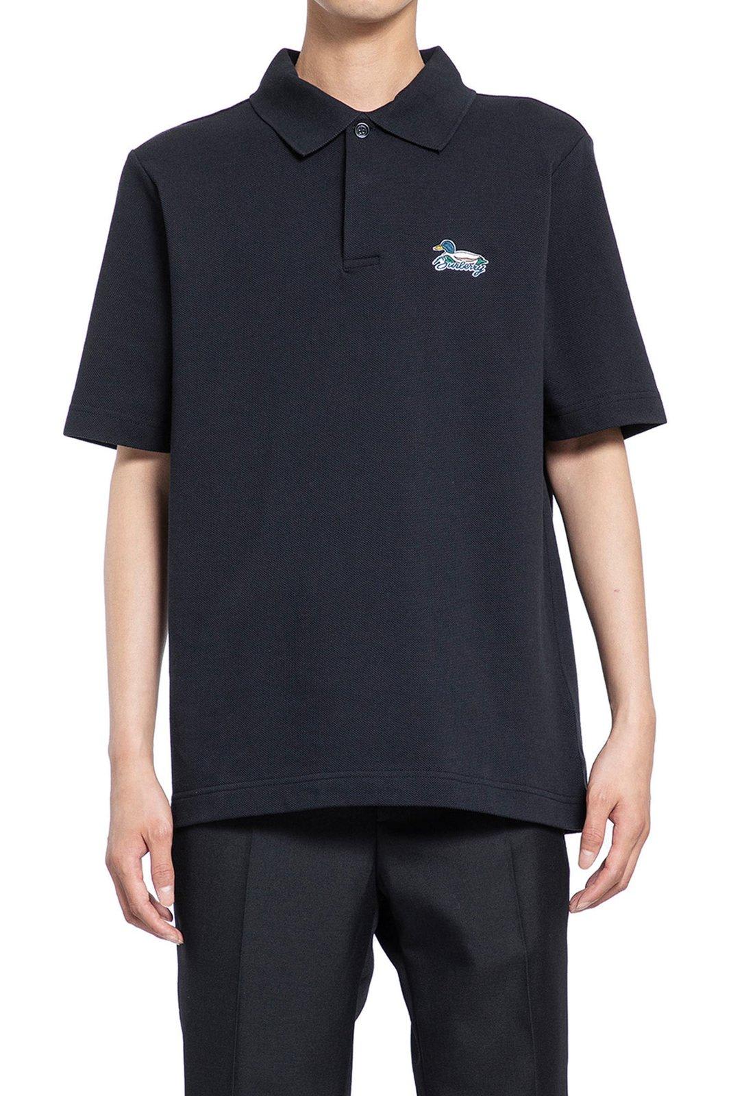 Shop Burberry Logo-patch Short Sleeved Polo Shirt In Black