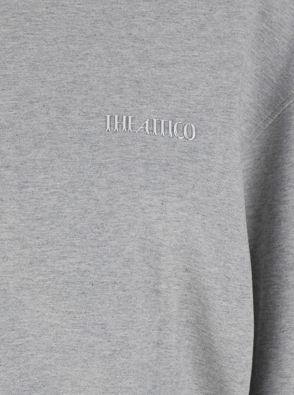 Shop Attico Grey Crewneck Mini Dress With Logo Lettering On The Front And Tight Skirt In Cotton Stretch Woman