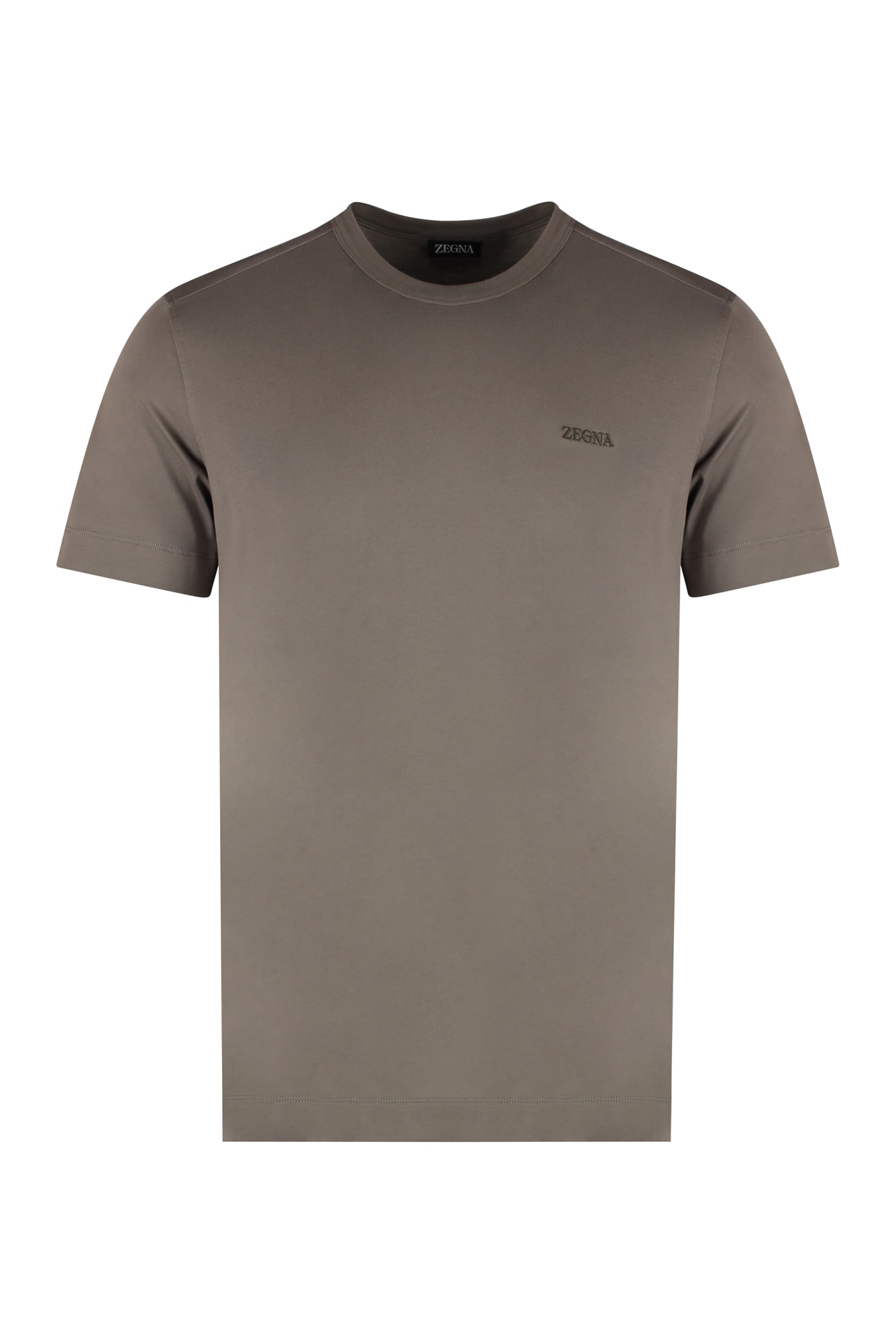 Shop Zegna Cotton Crew-neck T-shirt In Turtledove