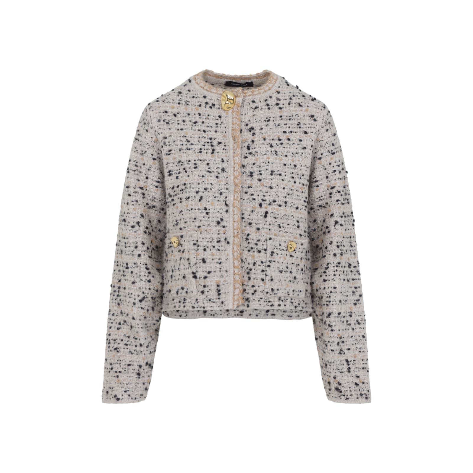 Fabiana Filippi Bouclé Wool Blend Jacket In Gray