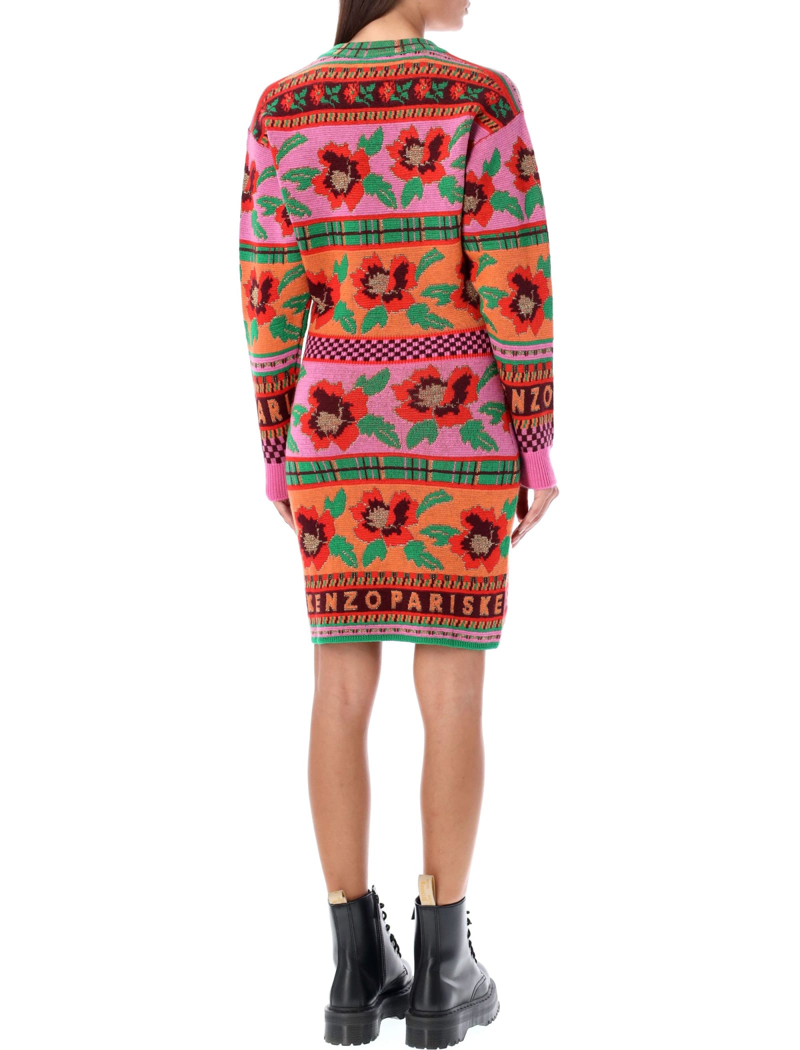 Shop Kenzo Fairisle Lurex Dress In Multicolour