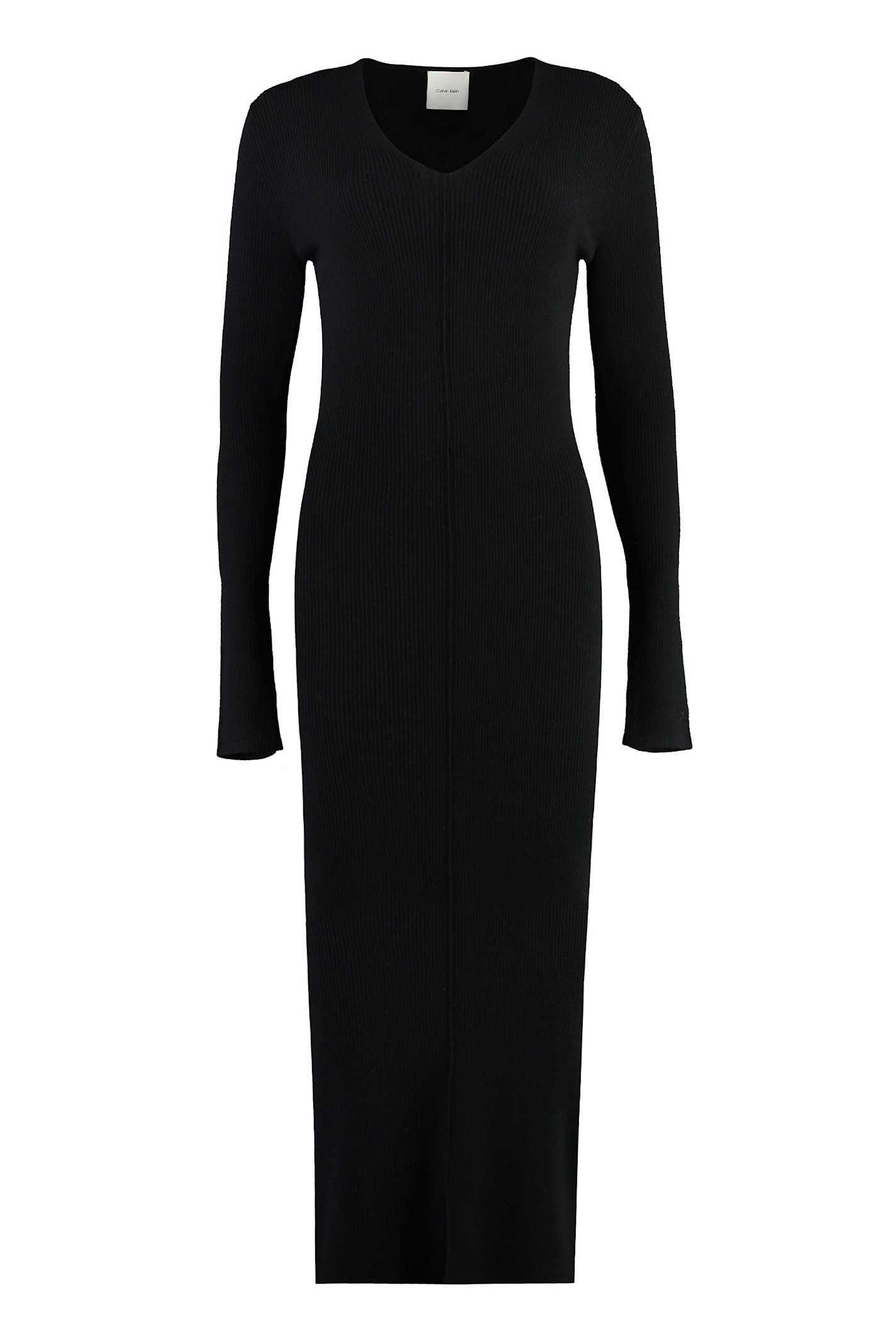 Shop Calvin Klein Wool Dress In Black