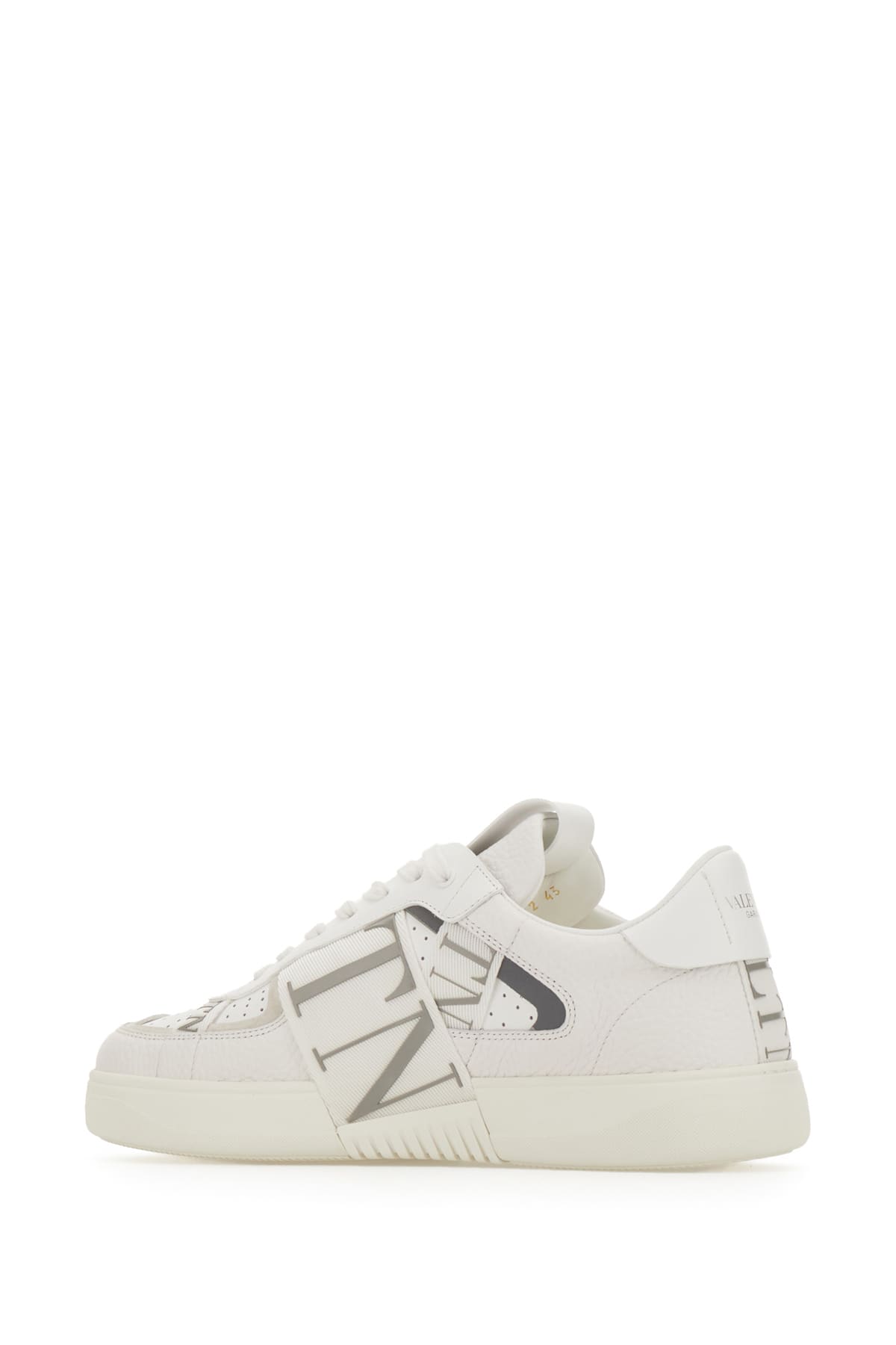 Shop Valentino White Leather Vltn Sneakers In Bianco