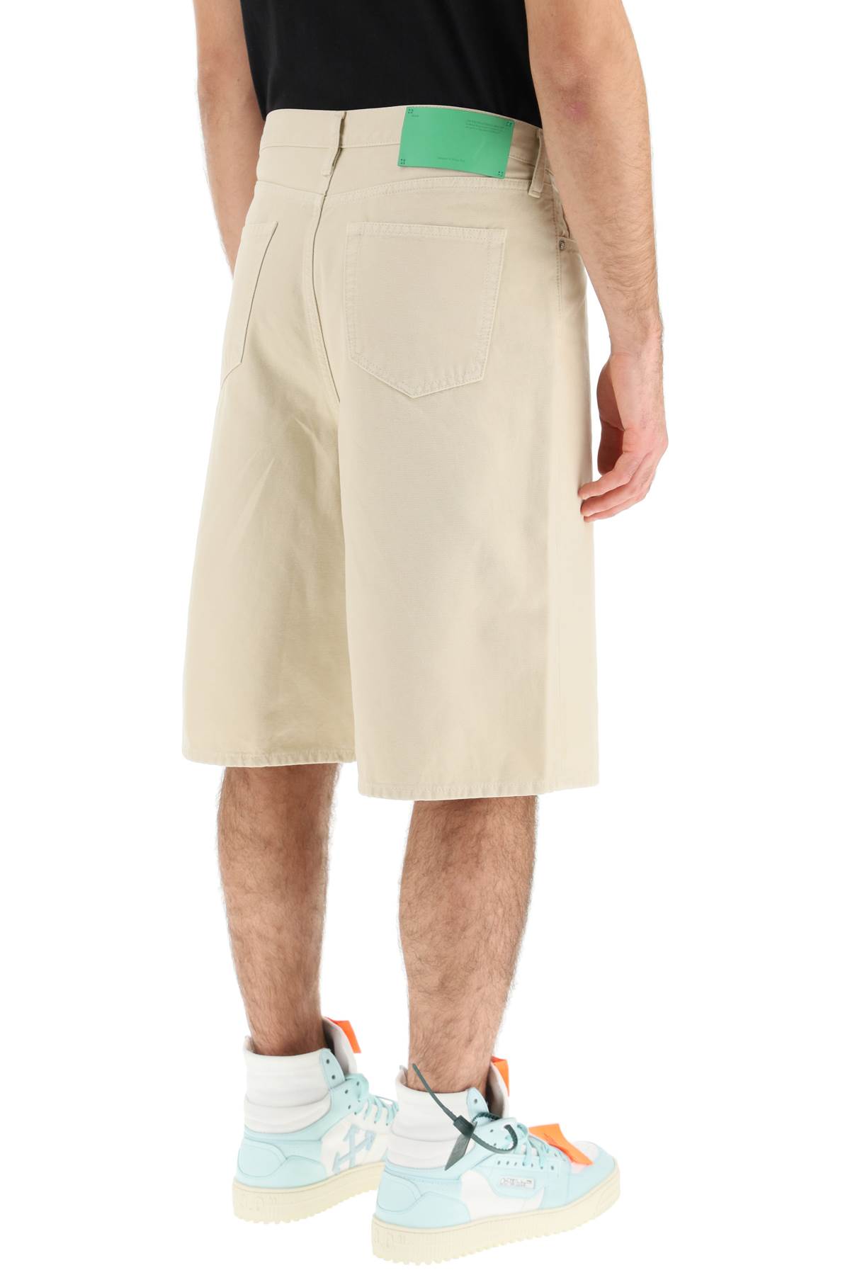 Shop Off-white Cotton Utility Bermuda Shorts In New Beige (beige)