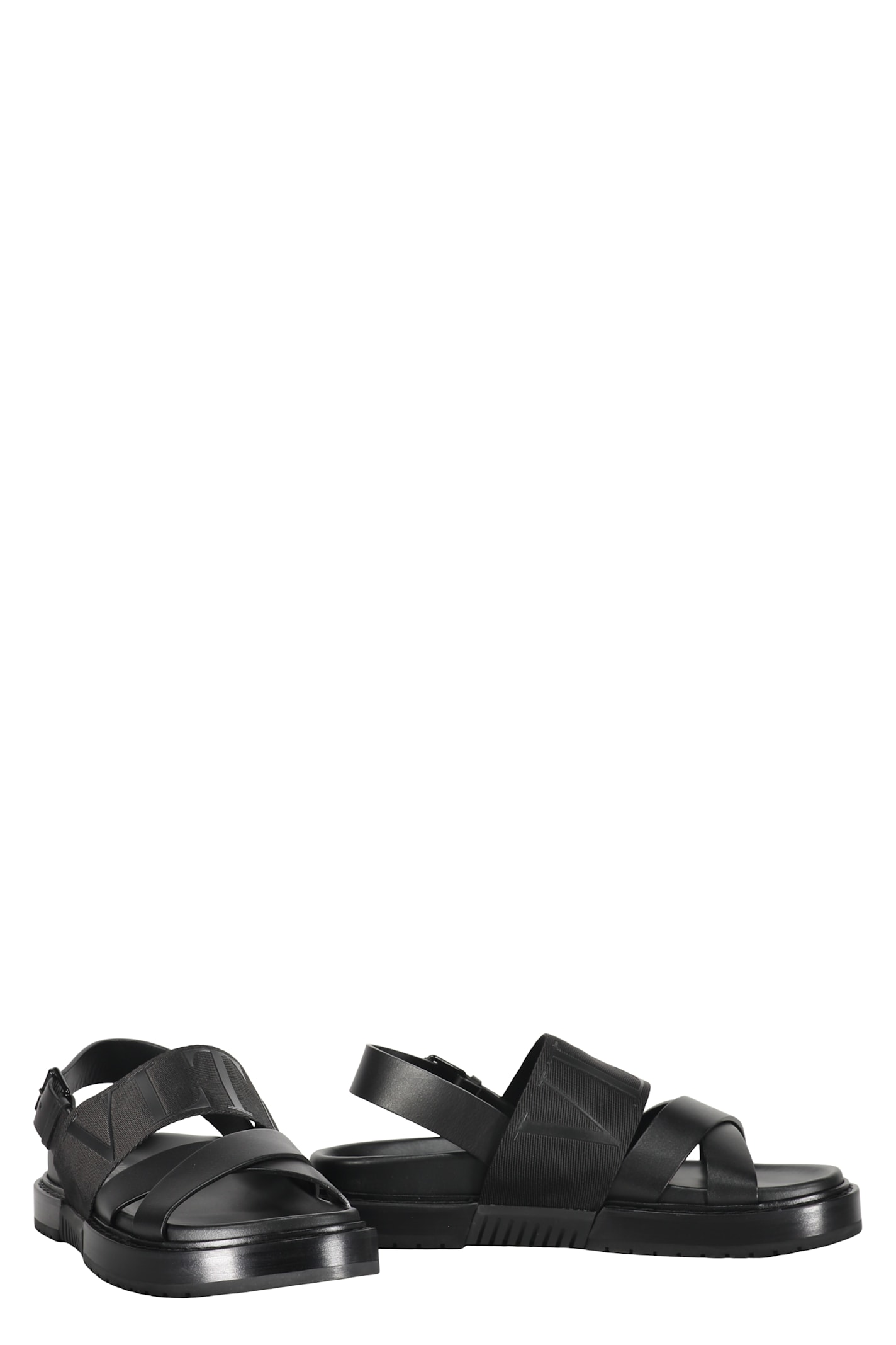 Valentino Leather Slippers In Black