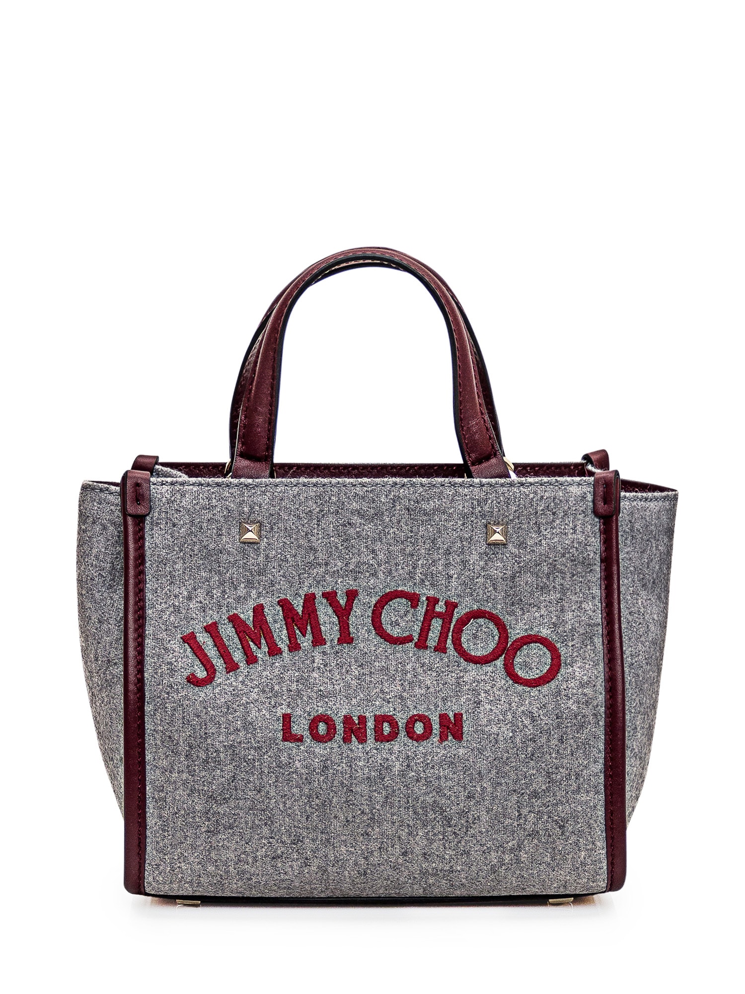Jimmy Choo Tote S Bag In Marlgrey/burgundy/lightgold