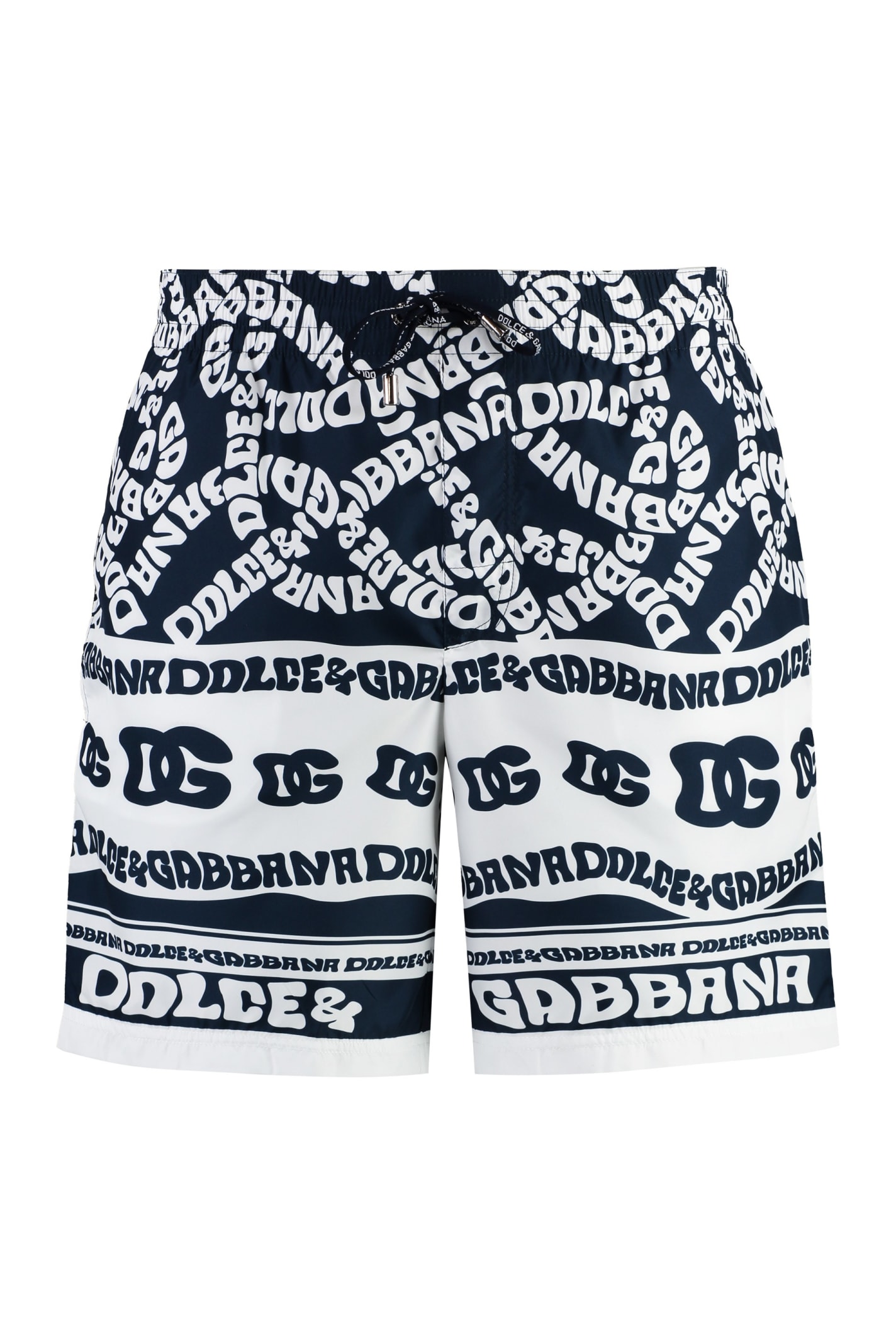 Shop Dolce & Gabbana Logo Print Swim Shorts In Blu