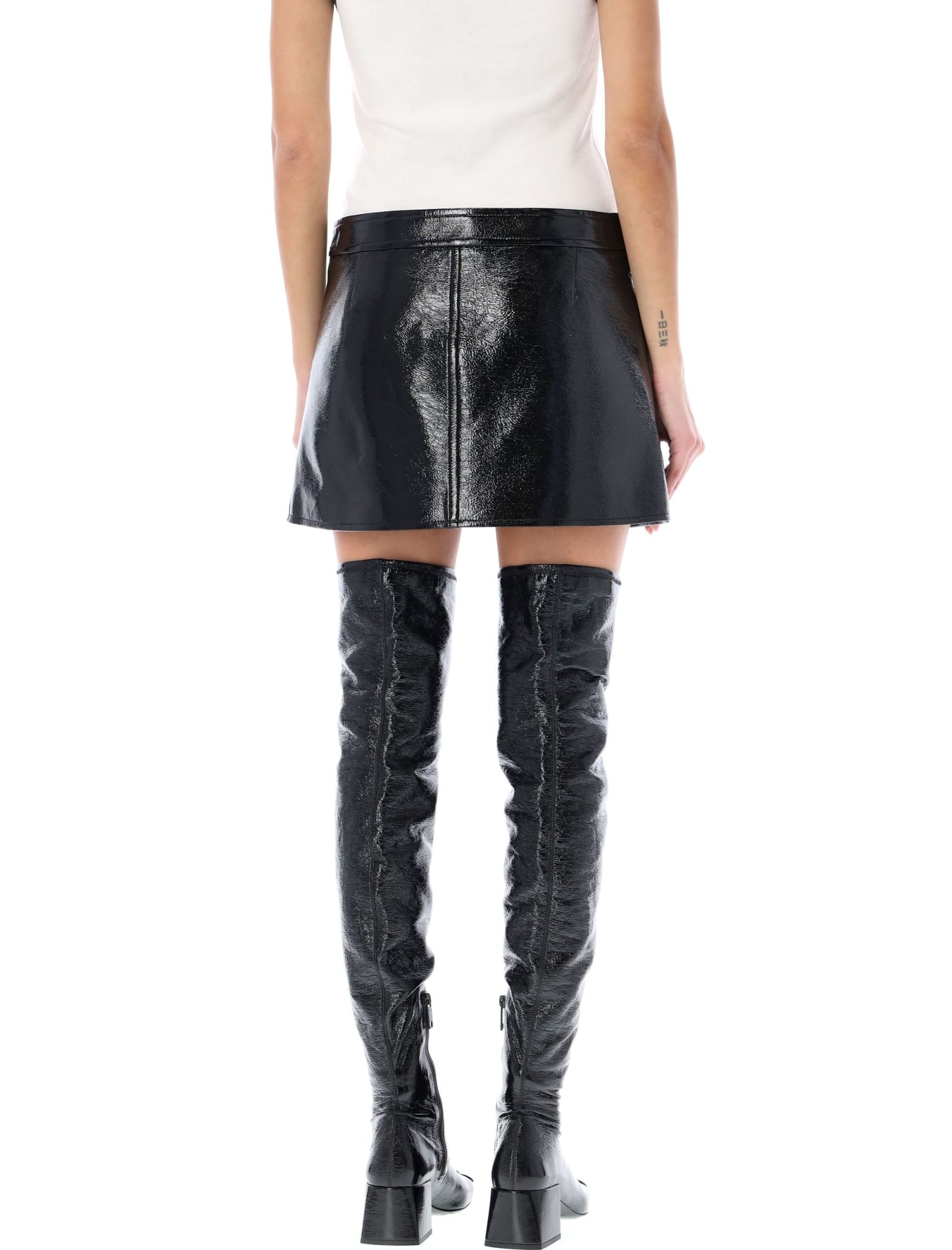 Shop Courrèges Zipped Vinyl Mini Skirt In Black