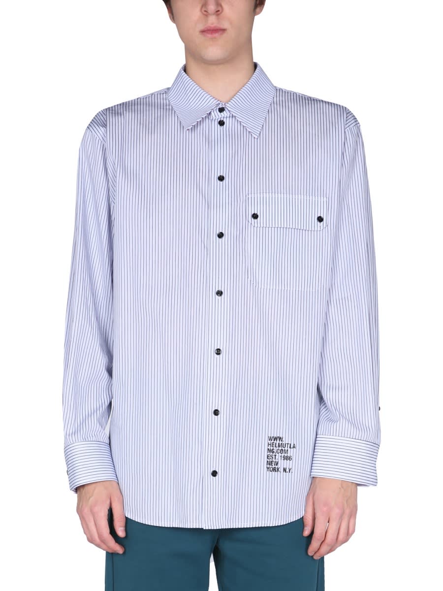 Shop Helmut Lang Twin Stripe Shirt In Blue