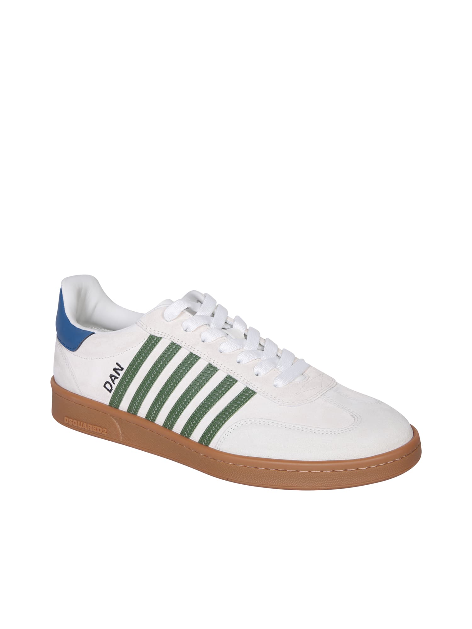 Shop Dsquared2 White And Green Low Boxer Sneakers