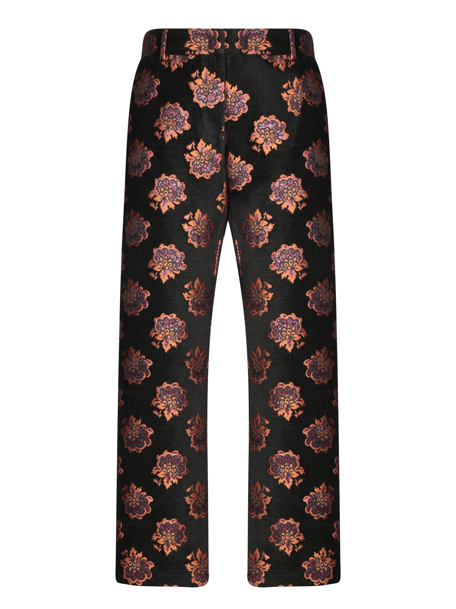 Shop La Doublej Pink-black Jacquard Trousers