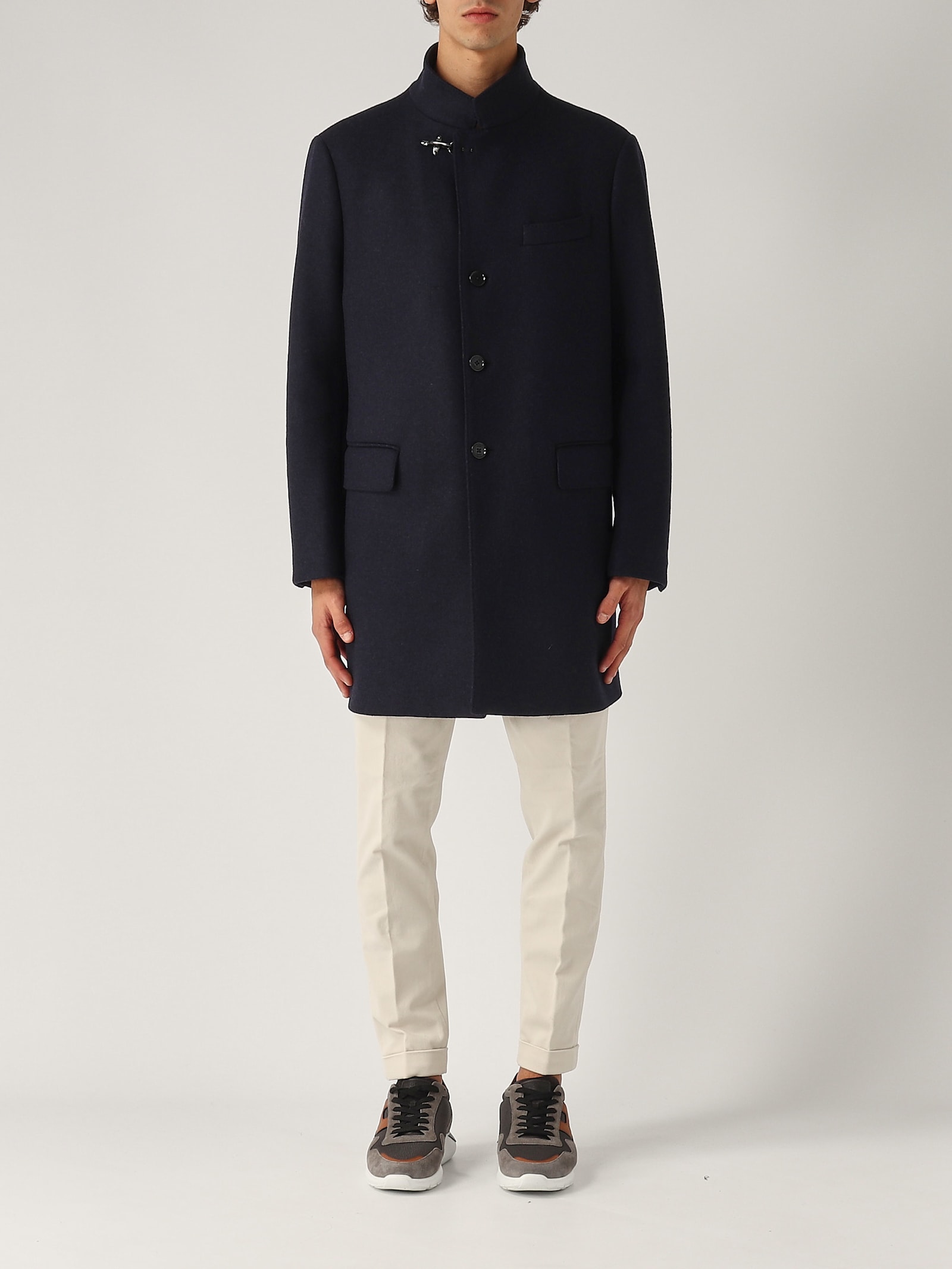 Shop Fay New Duty Coat Misto Lana Coat In Navy