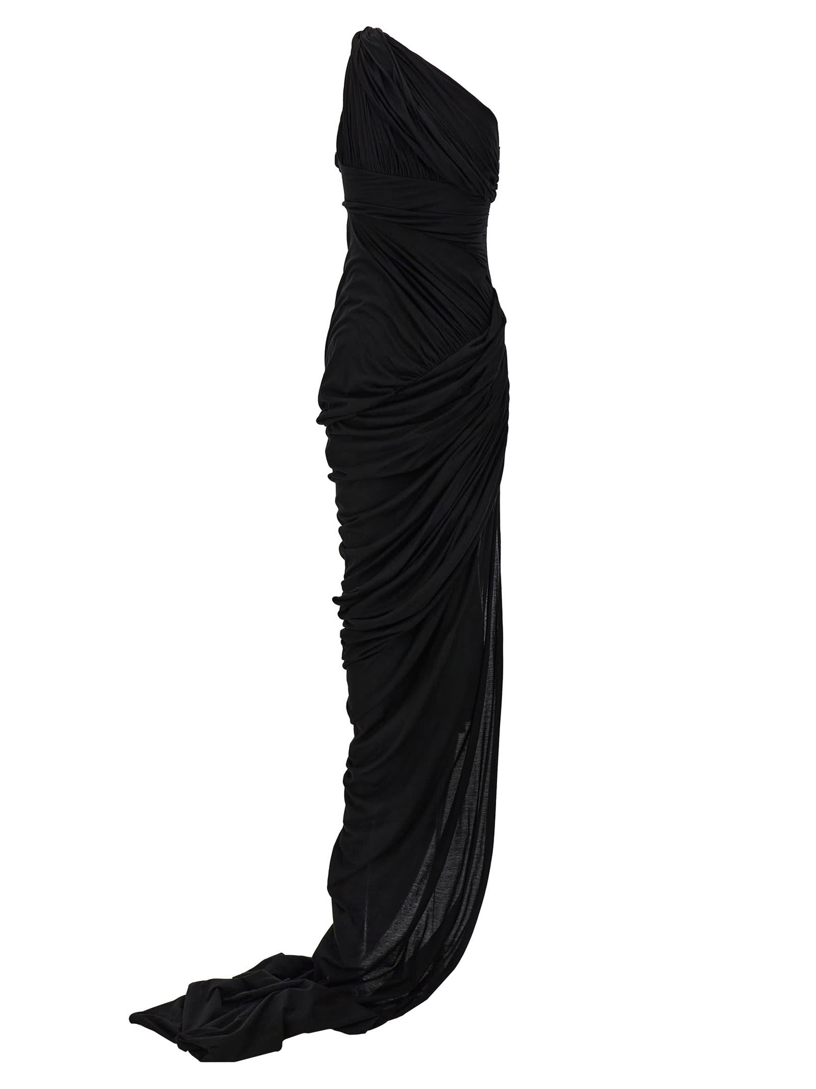 Rick Owens Lido Draped Maxi Dress In Black