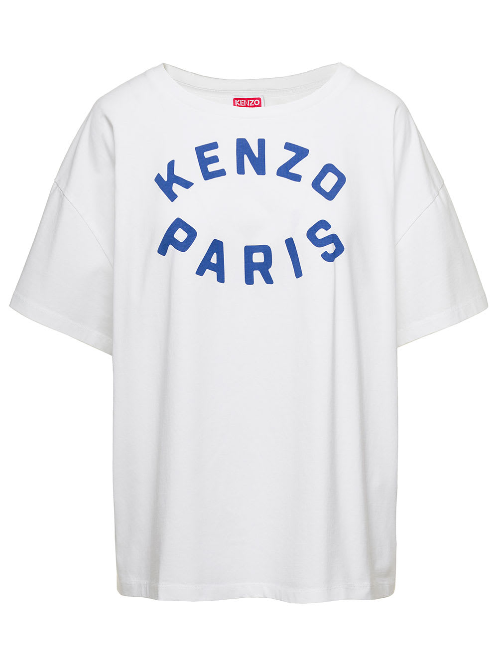 Shop Kenzo Oversized White T-shirt With Contrasting Logo Print In Cotton Woman