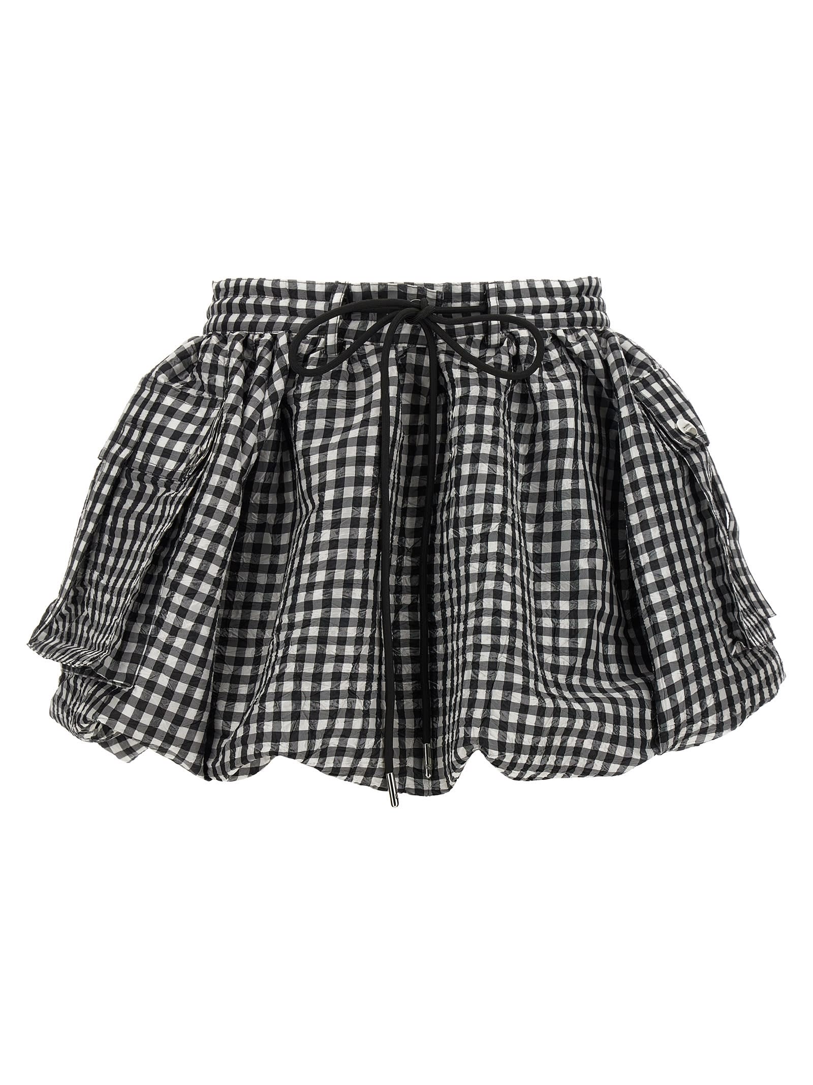 crinkled Check Mini Bubble Skirt