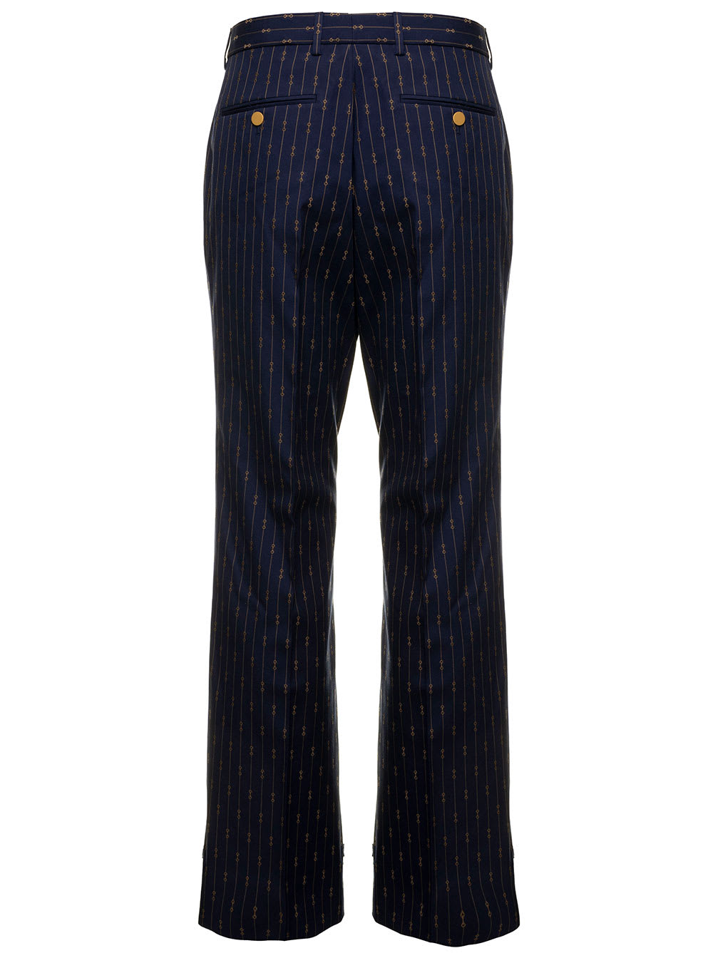 Gucci Horsebit-print Straight-leg Trousers In Blue