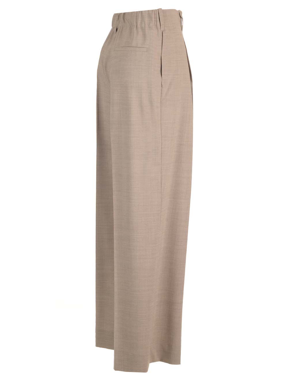 P.a.r.o.s.h Stretch Wool Gabardine Trousers Beige In Nude