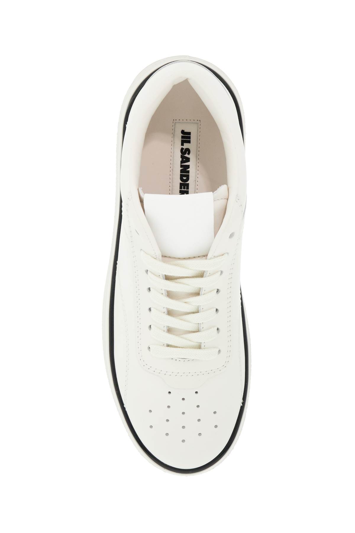 Shop Jil Sander Leather Sneakers For Everyday In Bianco (white)