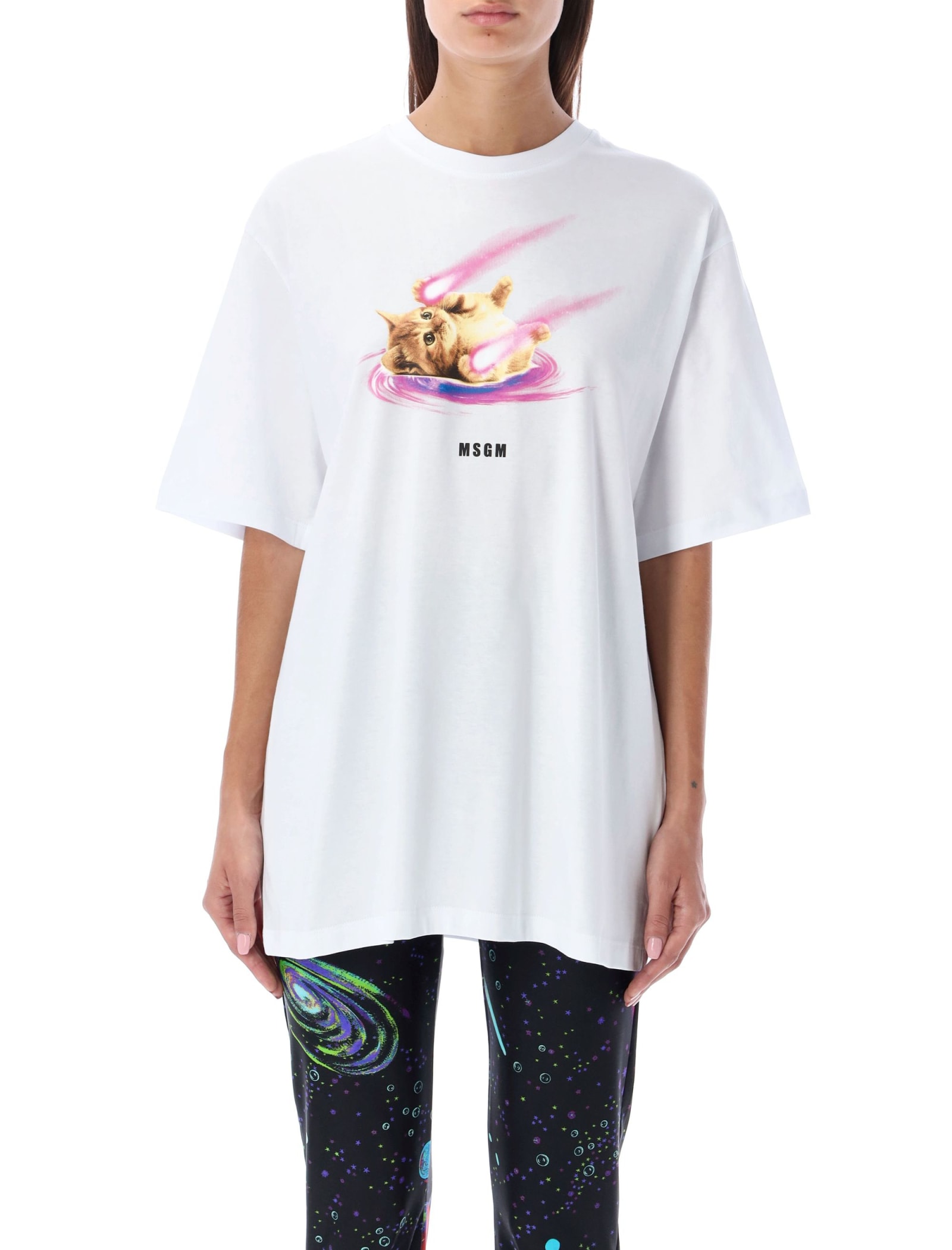 MSGM Cosmic Cat Print T-shirt