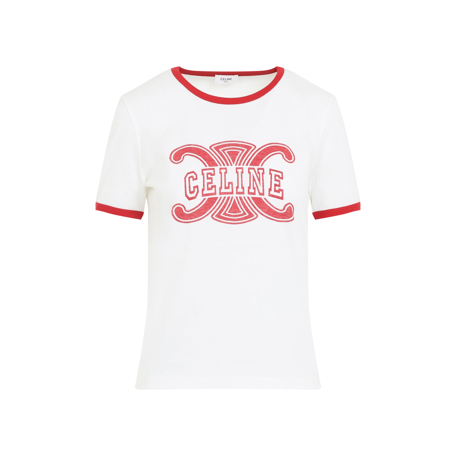 Celine Retro Inspired T-shirt Contrast Trim In White