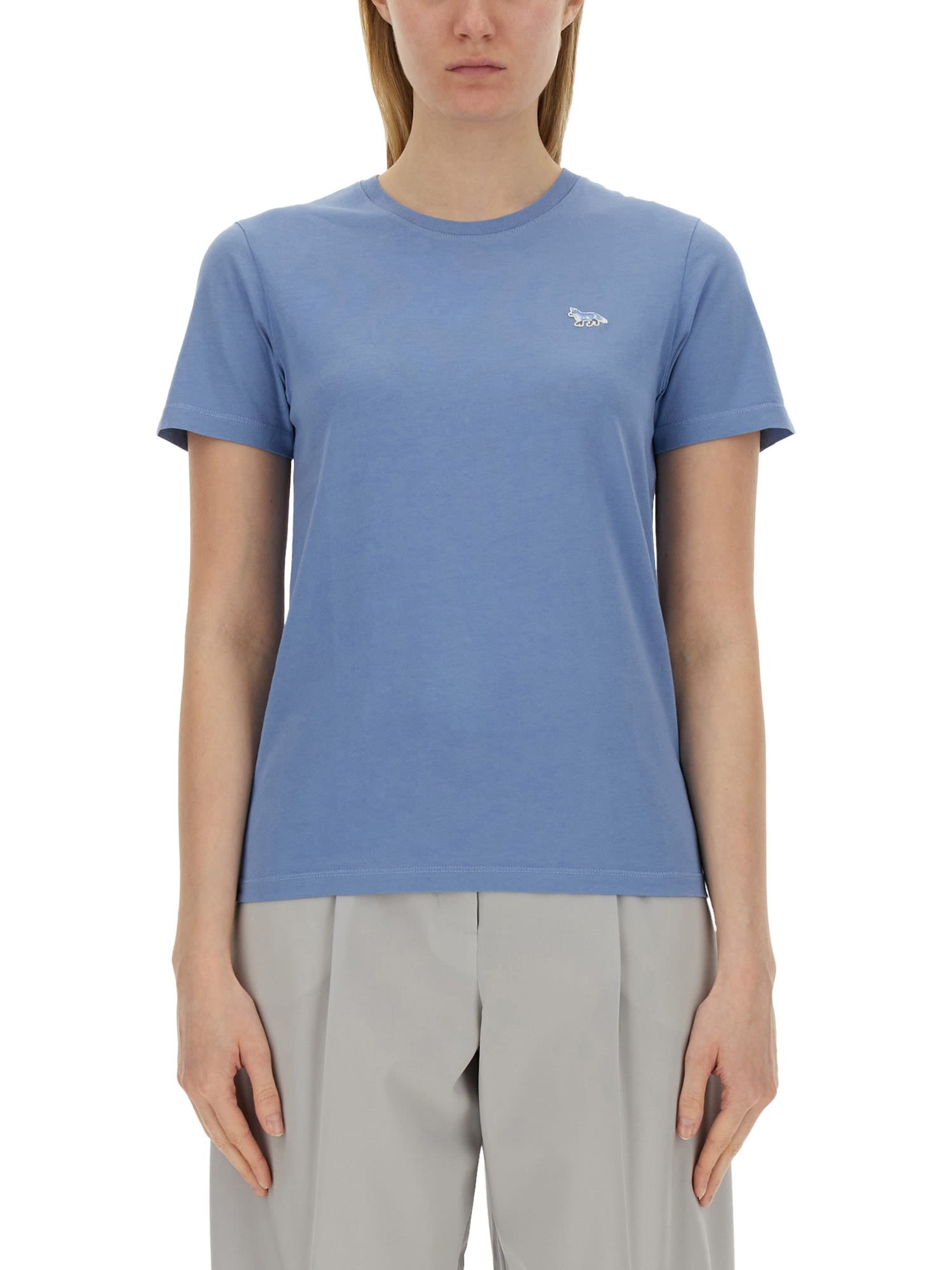 Shop Maison Kitsuné Cotton T-shirt In Clear Blue