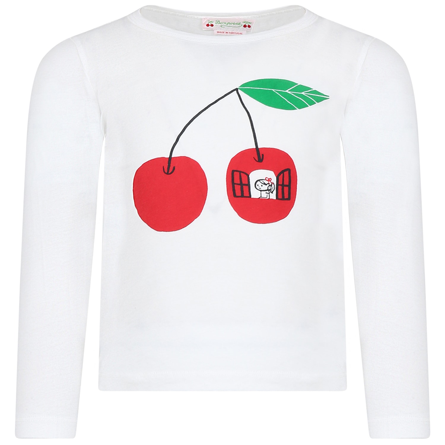 Bonpoint Kids' White T-shirt For Girl With Cherries