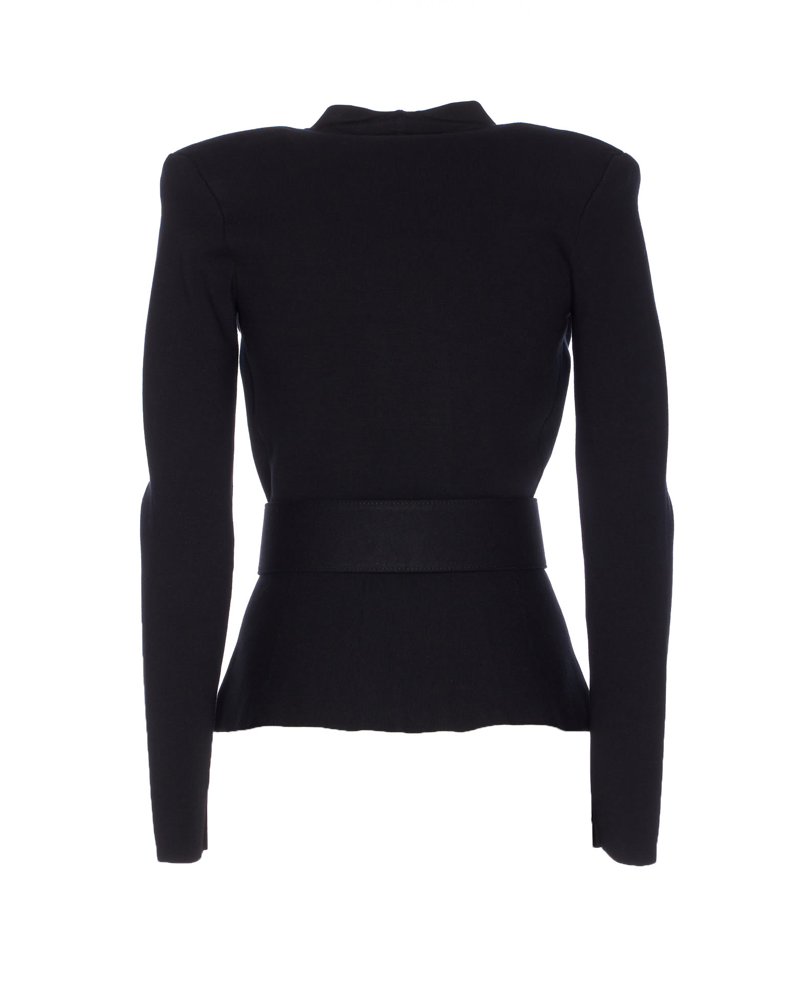 Elisabetta Franchi Black Belted Knitted Jacket In Black