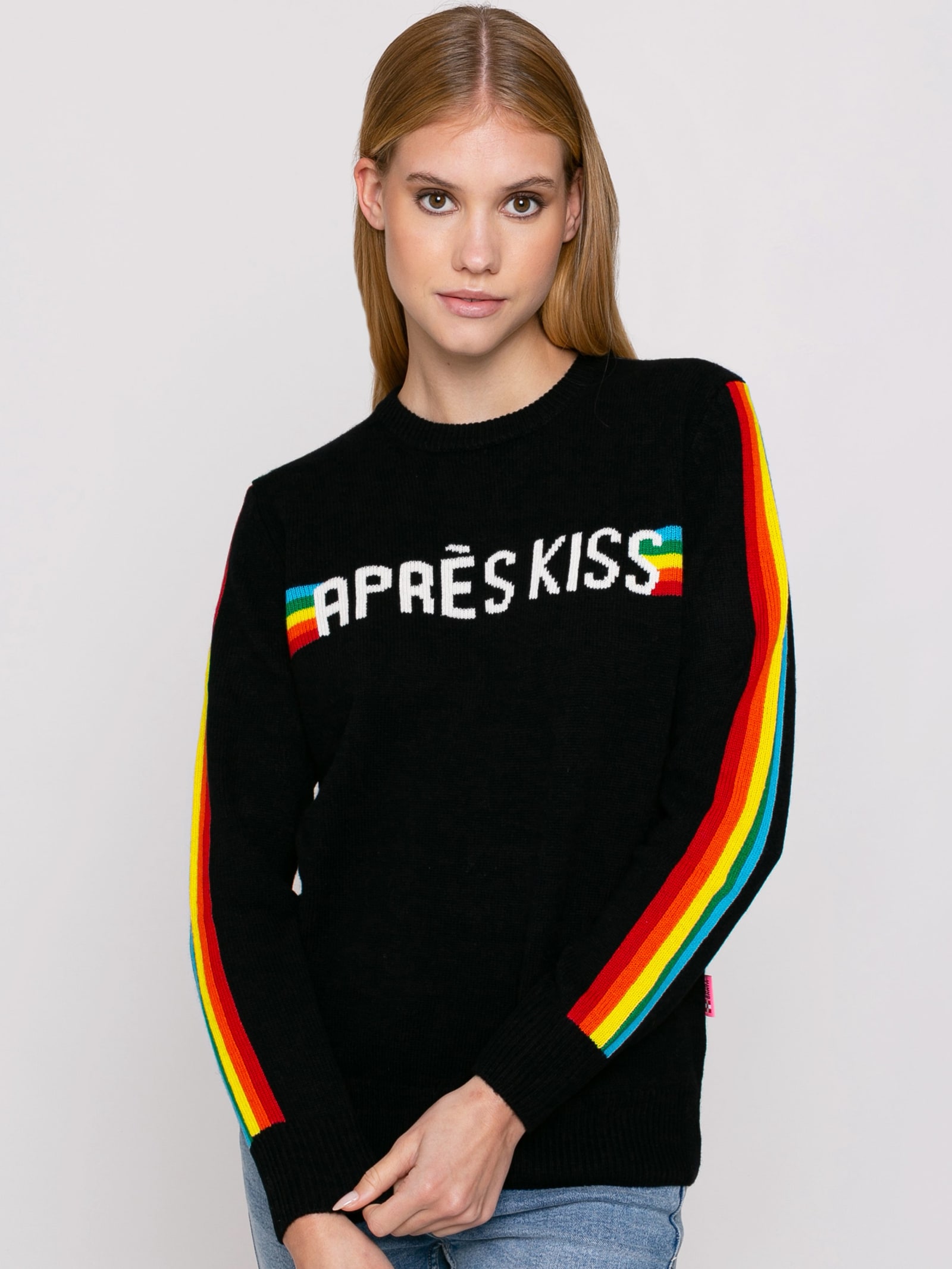 MC2 Saint Barth Woman Sweater après Kiss Graphic With Rainbow Intarsia